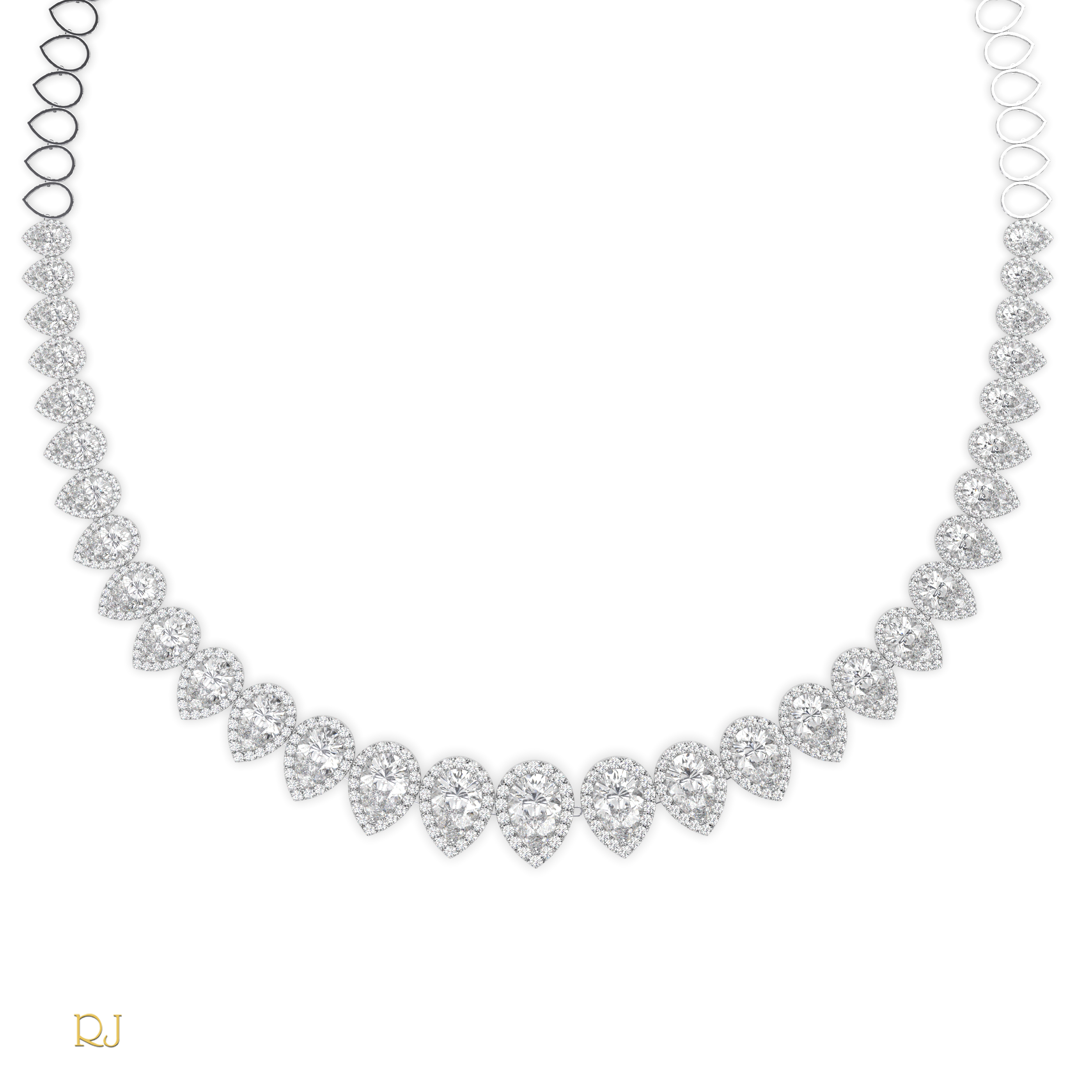 18k white gold  half eternity pear diamond necklace – 4.45ct centre | 18k gold & platinum