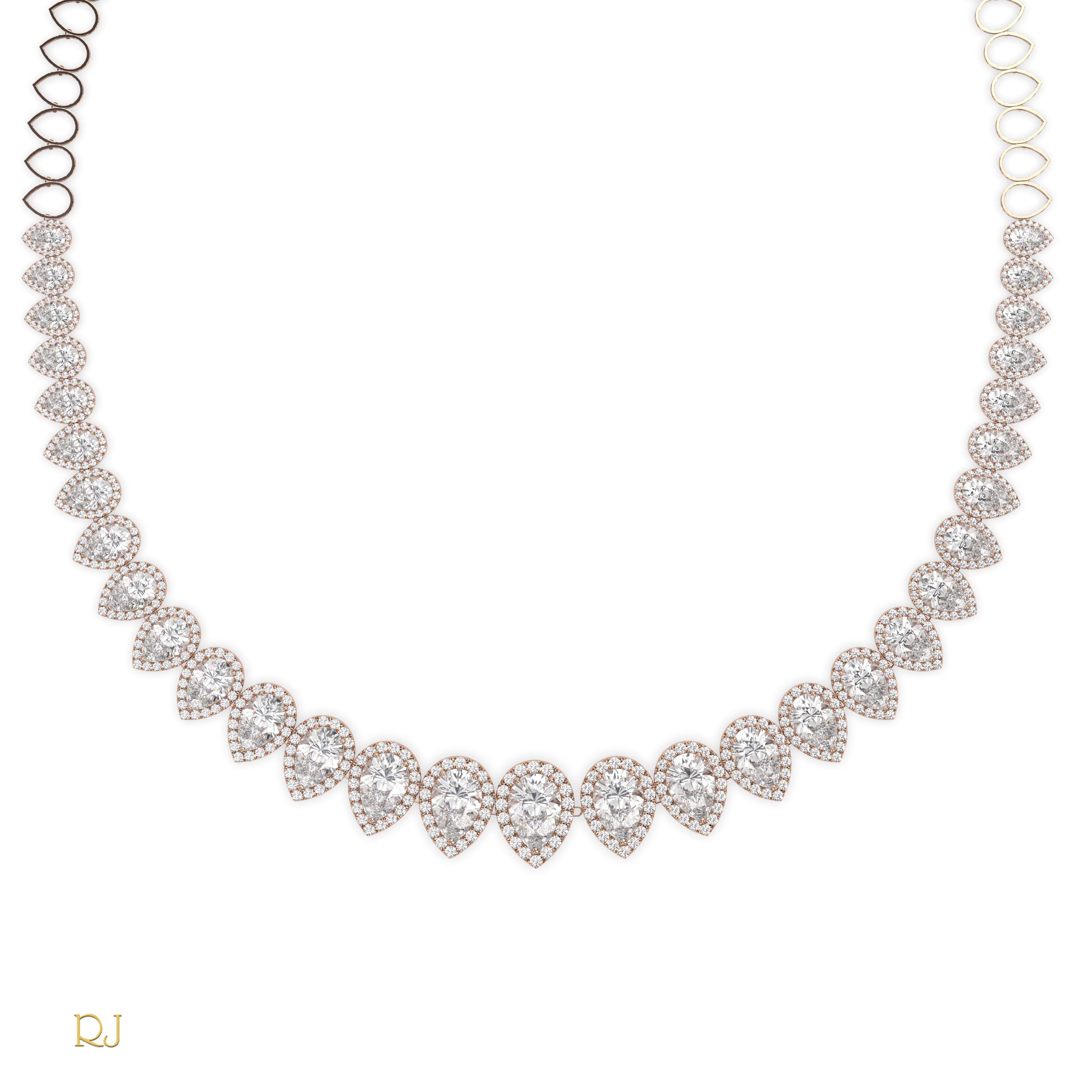 18k rose gold  half eternity pear diamond necklace – 4.45ct centre | 18k gold & platinum