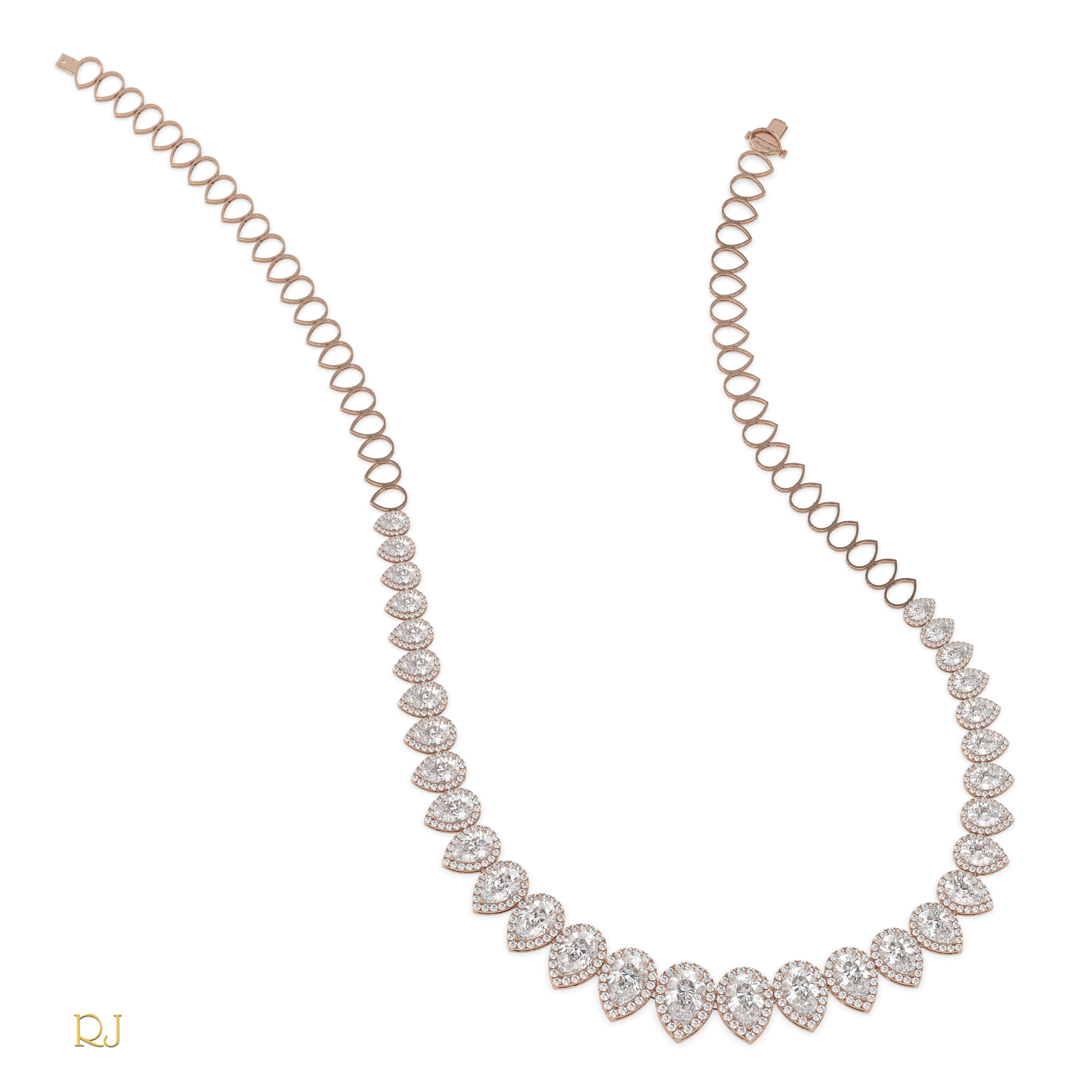 18k rose gold  half eternity pear diamond necklace – 4.45ct centre | 18k gold & platinum