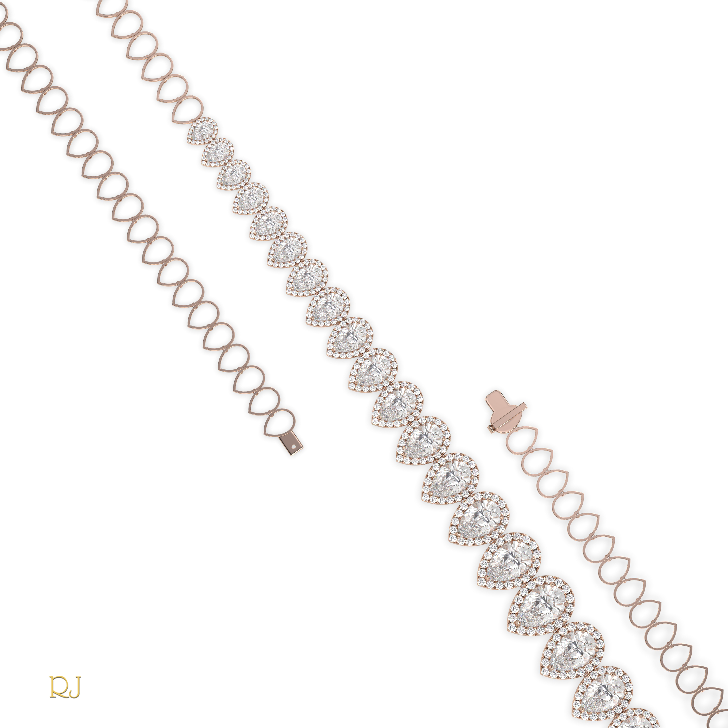 18k rose gold  half eternity pear diamond necklace – 4.45ct centre | 18k gold & platinum