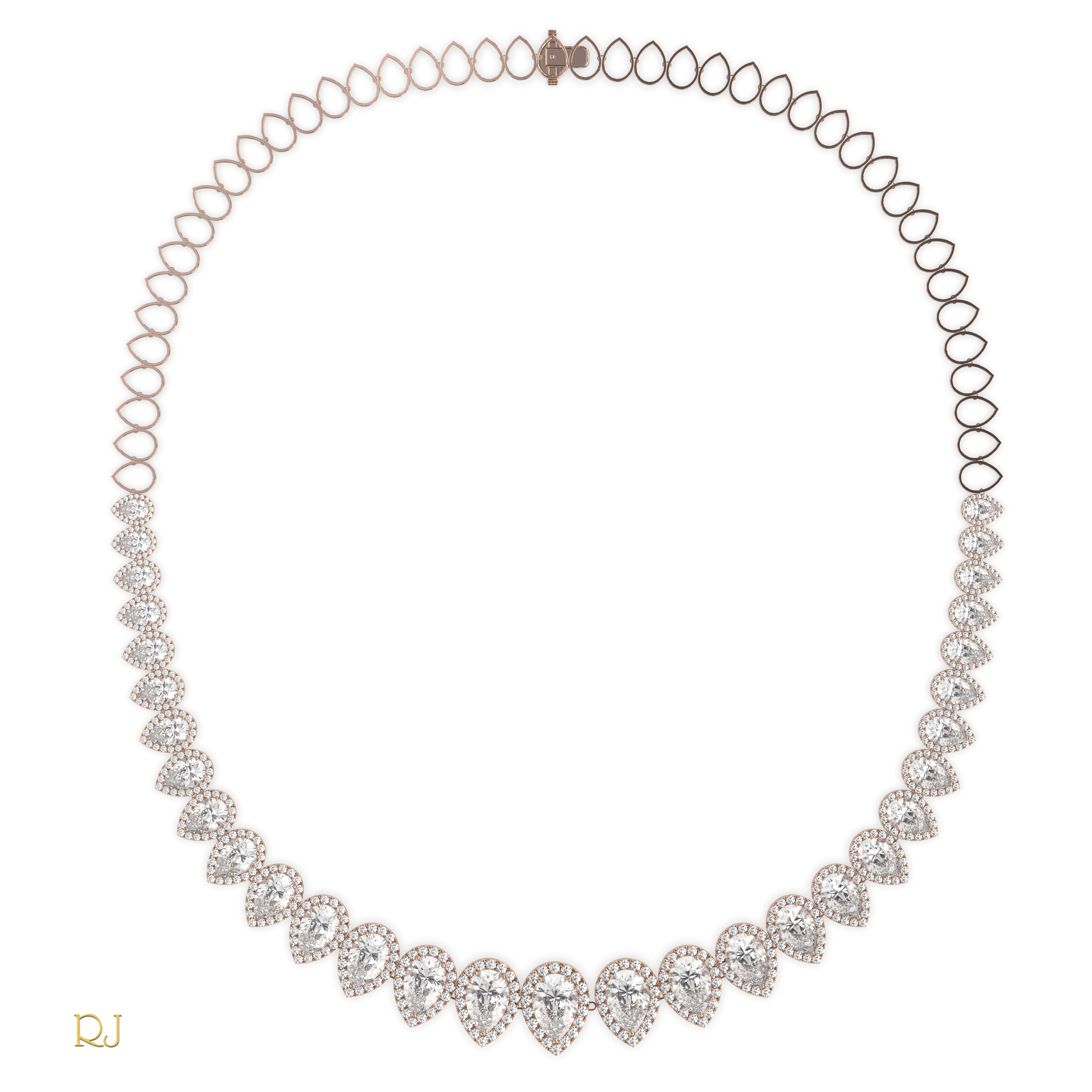 18k white gold  half eternity pear diamond necklace – 4.45ct centre | 18k gold & platinum Photos & images