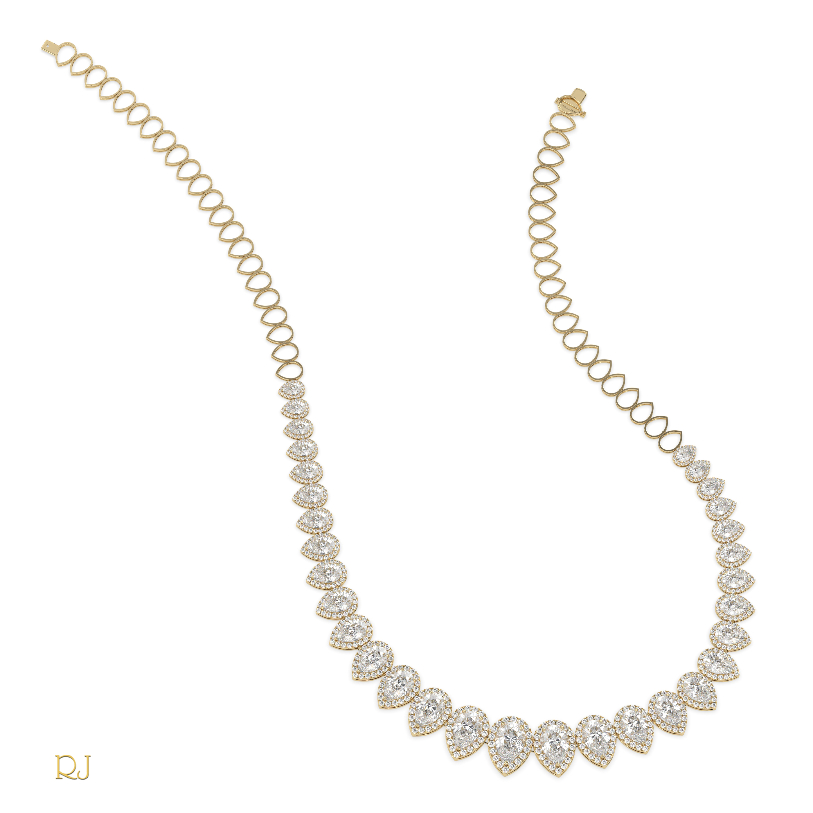 18k yellow gold  half eternity pear diamond necklace – 4.45ct centre | 18k gold & platinum