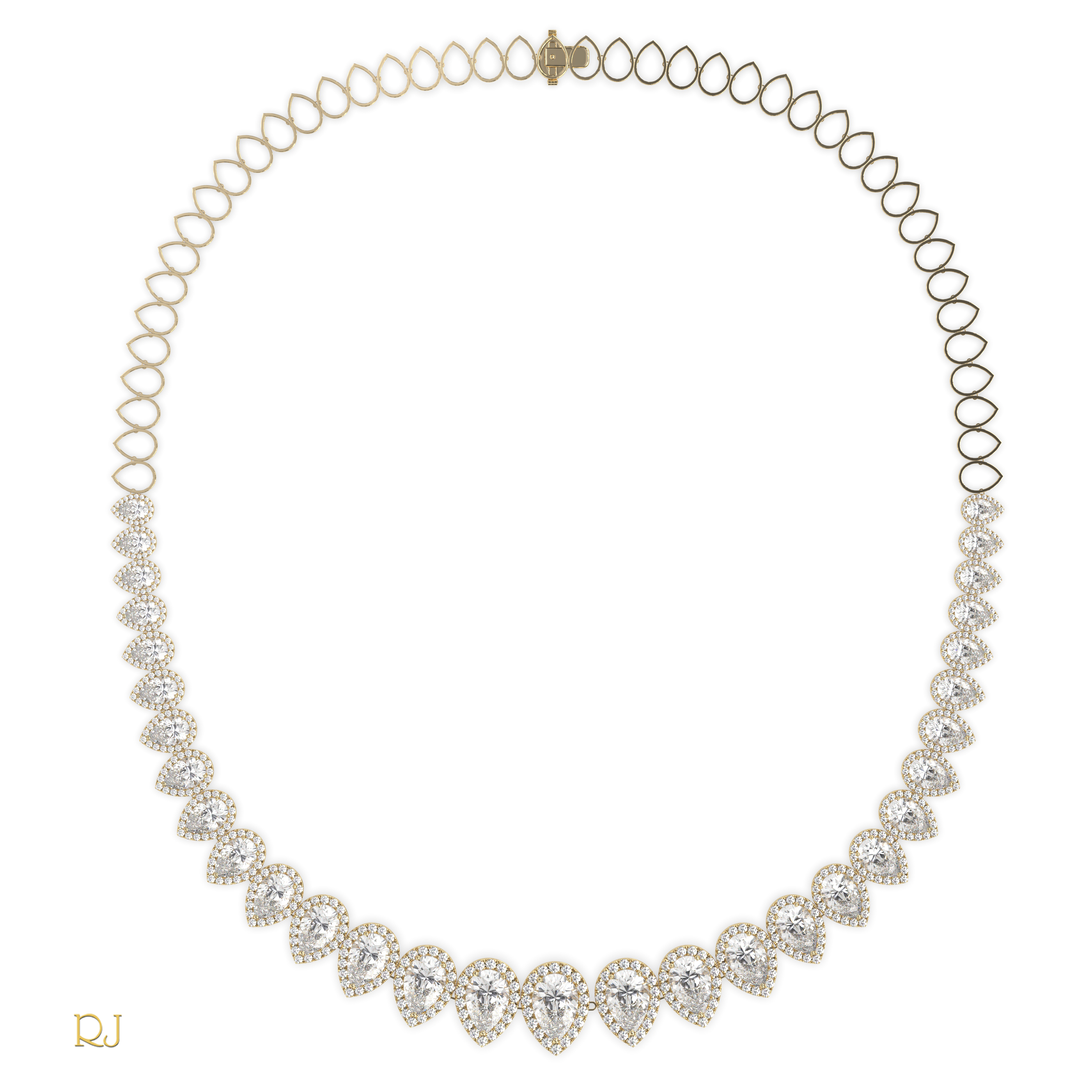 18k white gold  half eternity pear diamond necklace – 4.45ct centre | 18k gold & platinum Photos & images