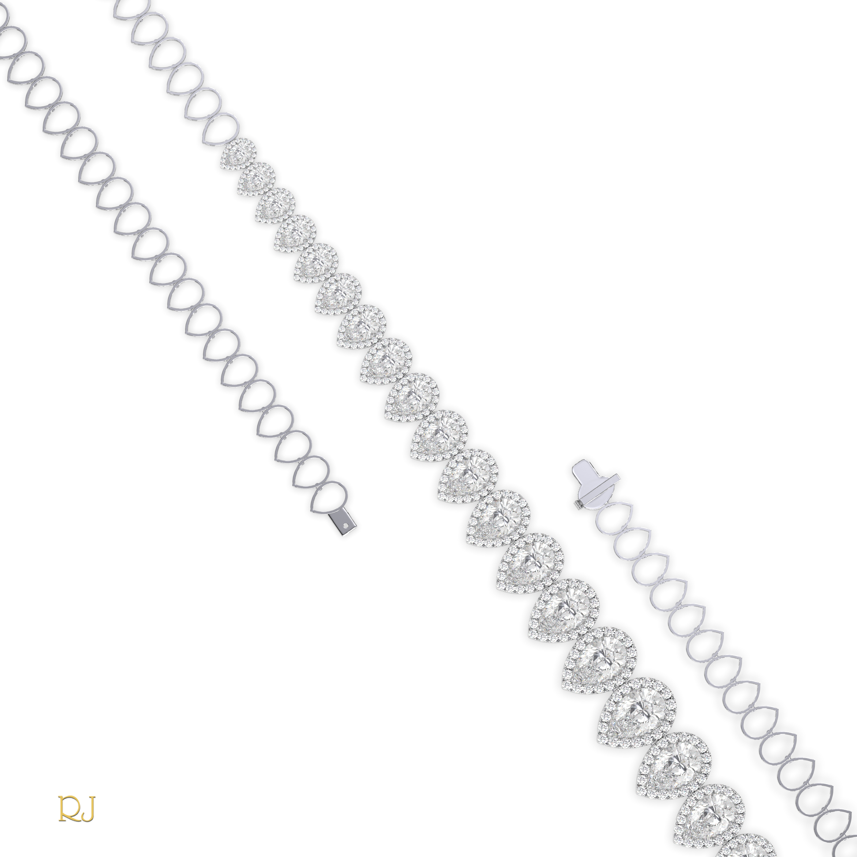 pt platinum  half eternity pear diamond necklace – 4.45ct centre | 18k gold & platinum