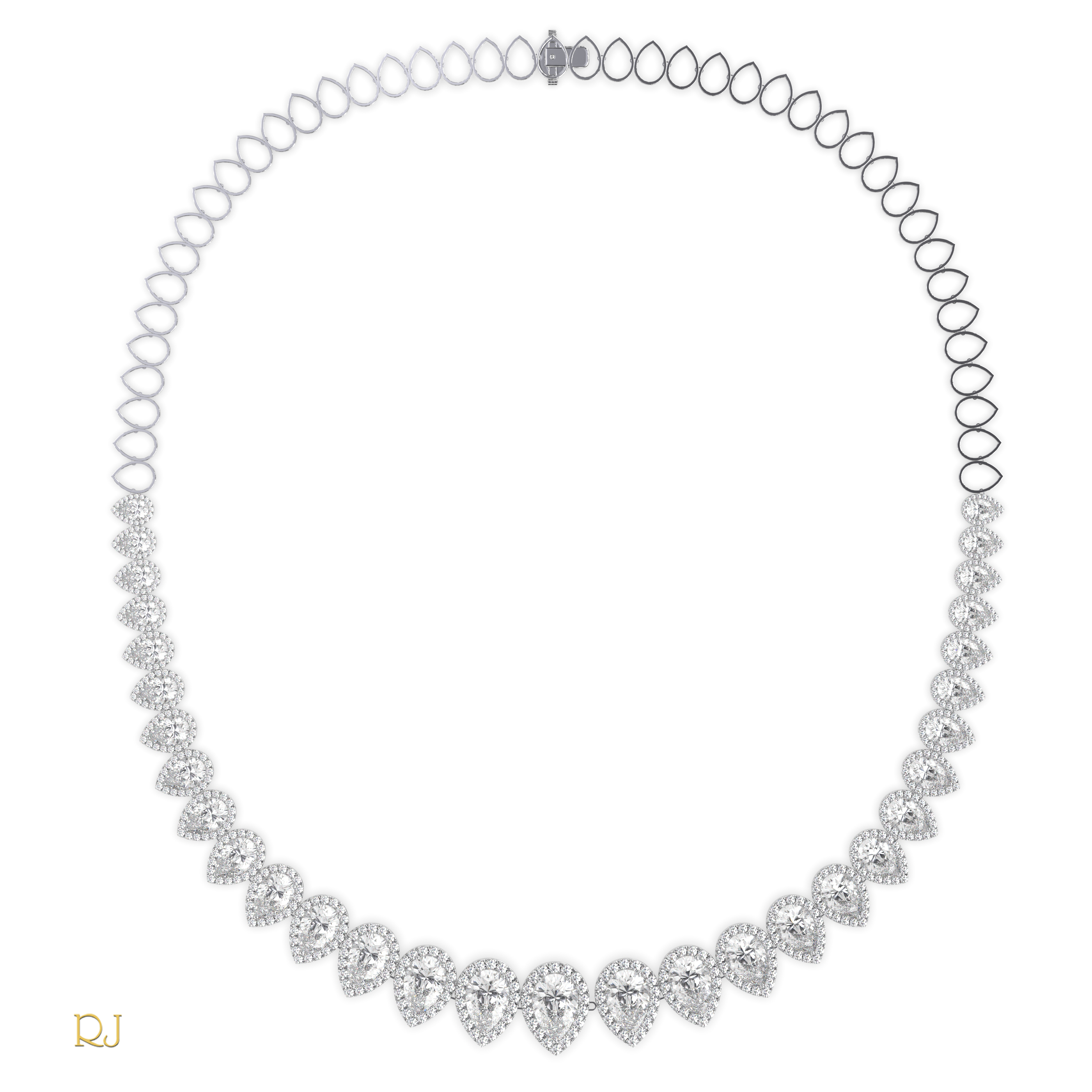 18k white gold  half eternity pear diamond necklace – 4.45ct centre | 18k gold & platinum Photos & images