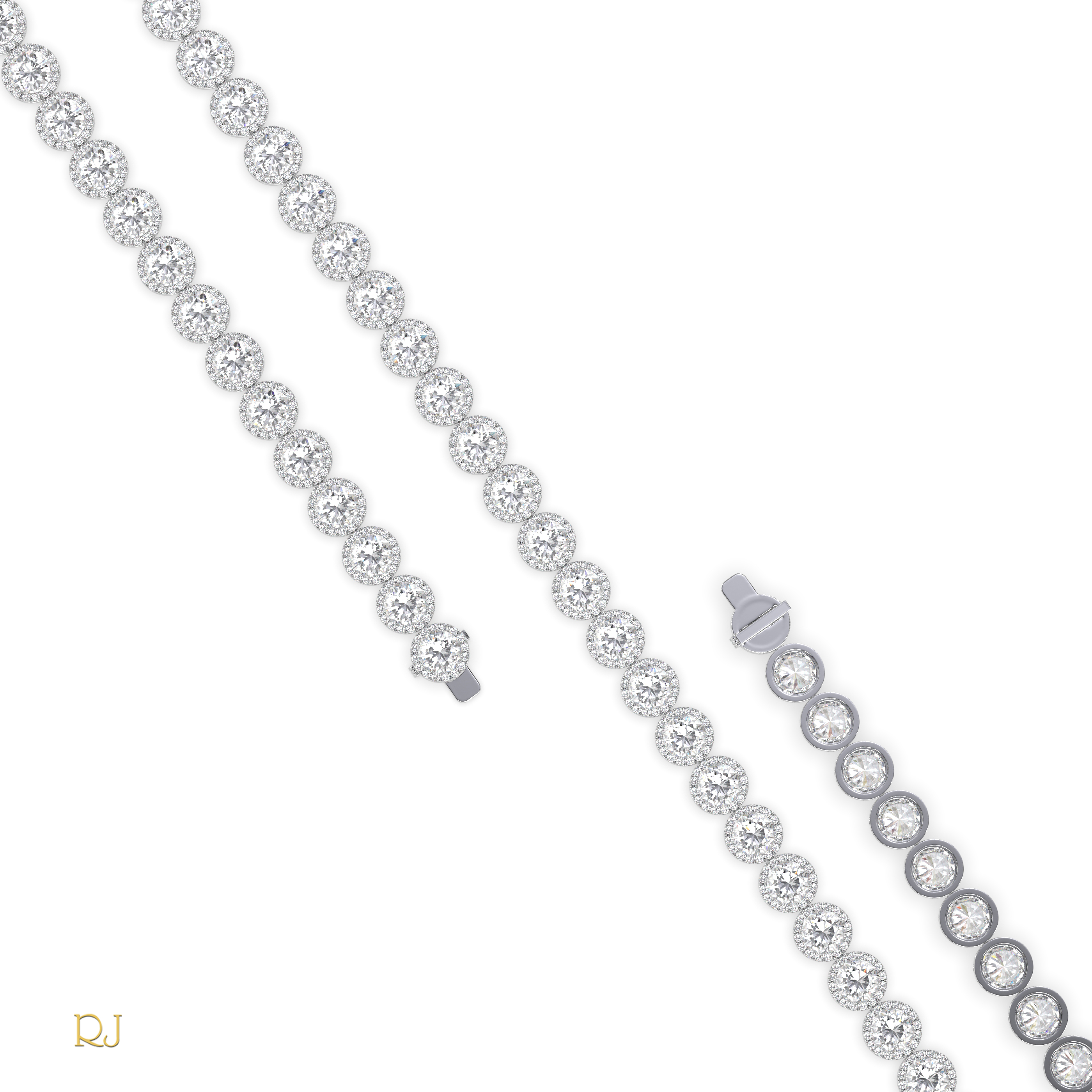 18k white gold  full eternity round diamond necklace – 104.08ct total | 18k gold & platinum