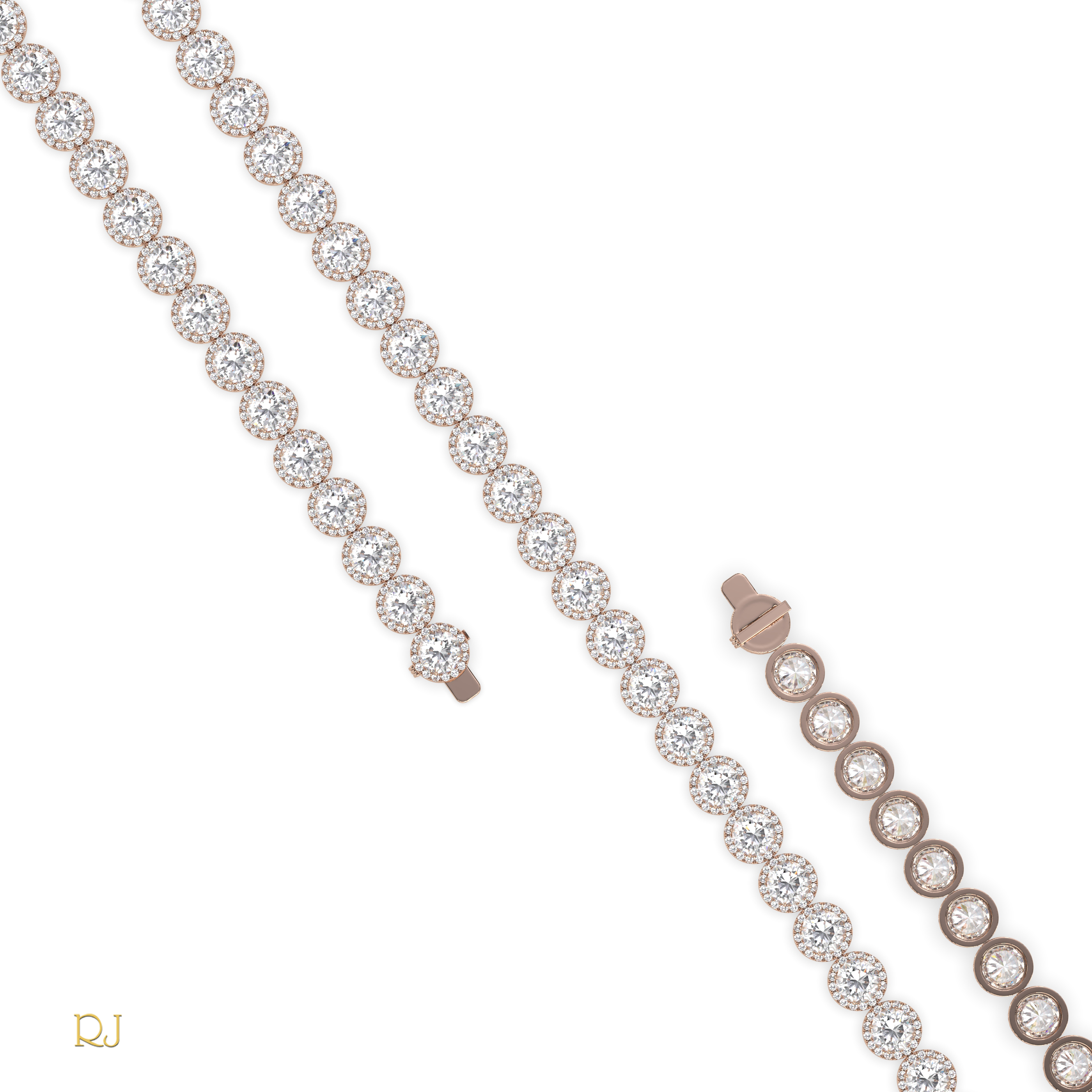 18k rose gold  full eternity round diamond necklace – 104.08ct total | 18k gold & platinum