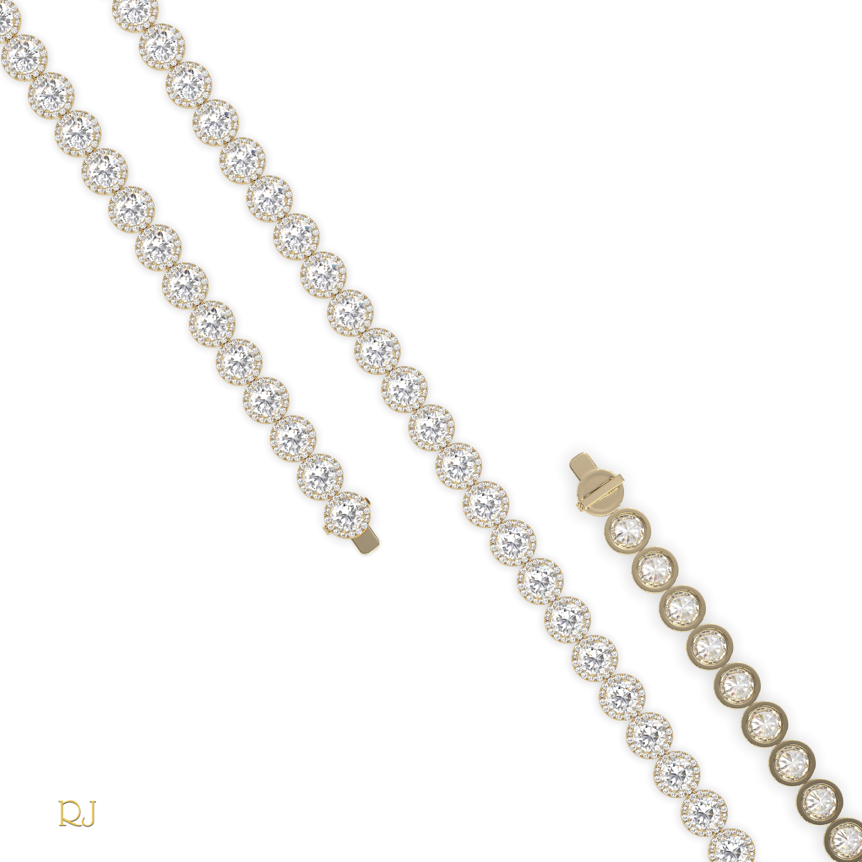 18k yellow gold  full eternity round diamond necklace – 104.08ct total | 18k gold & platinum