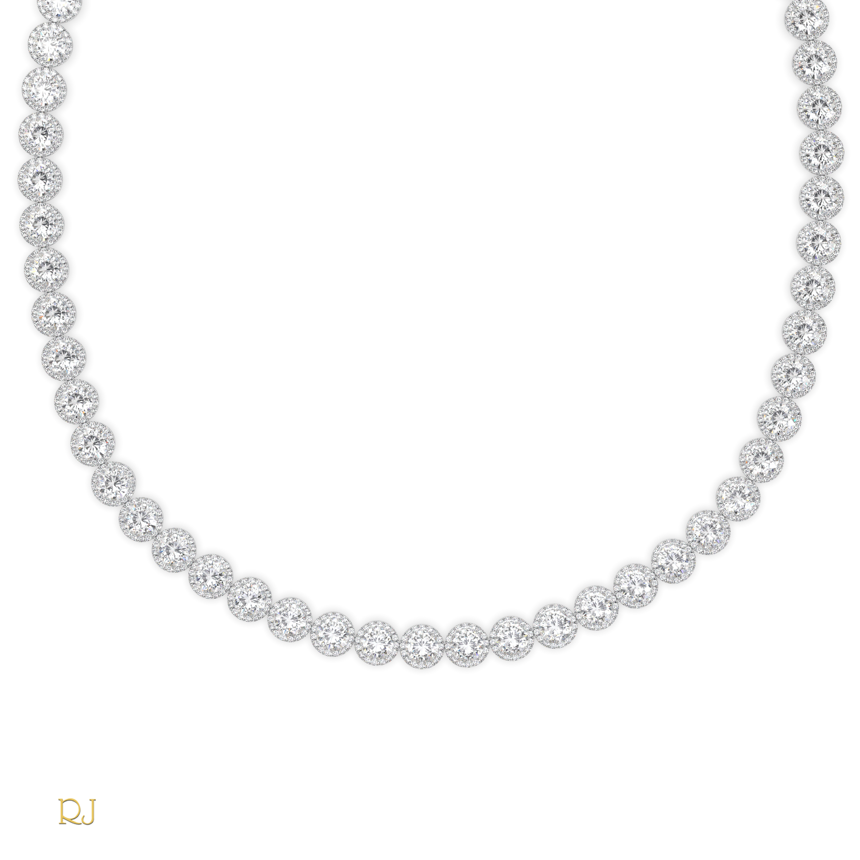 pt platinum  full eternity round diamond necklace – 104.08ct total | 18k gold & platinum