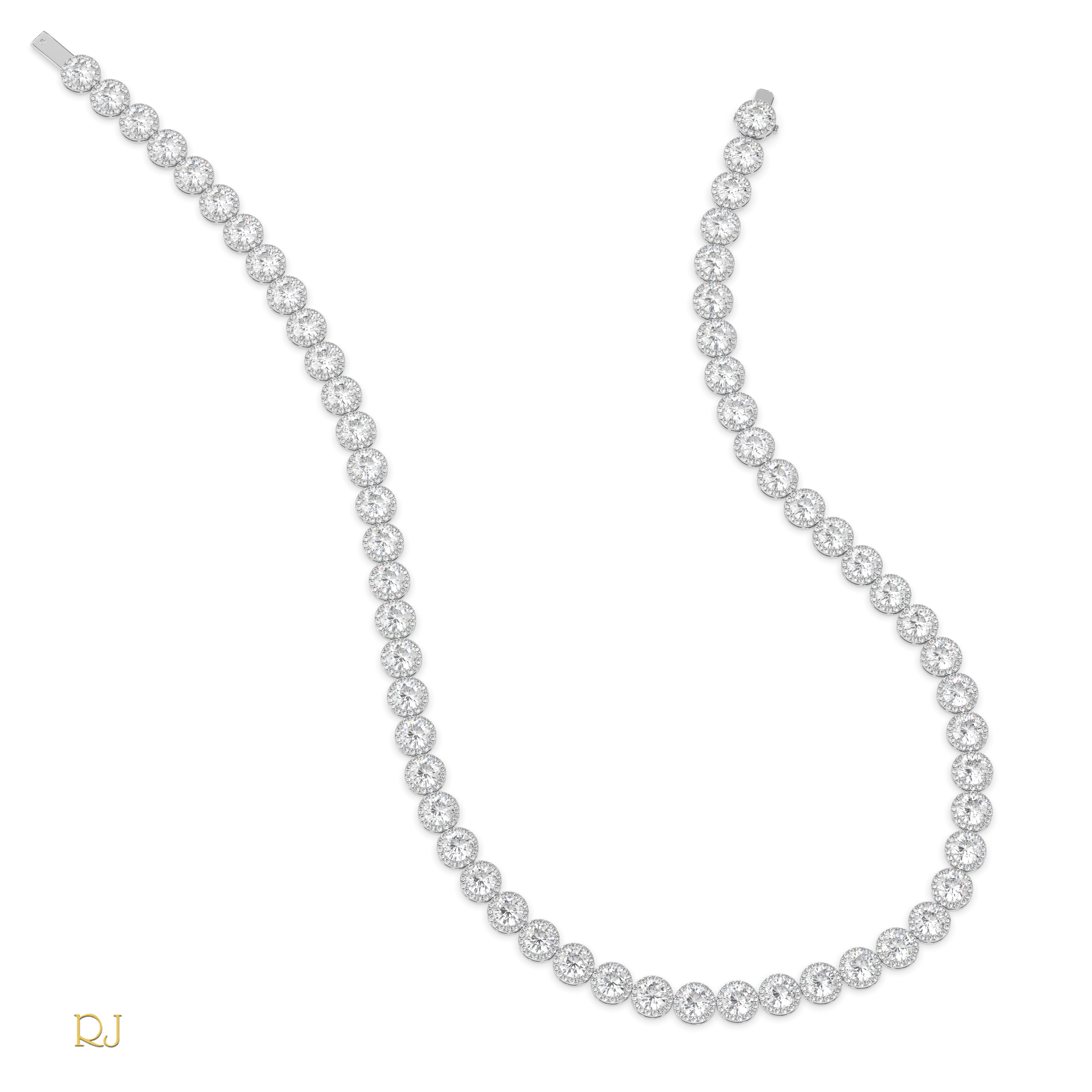 pt platinum  full eternity round diamond necklace – 104.08ct total | 18k gold & platinum