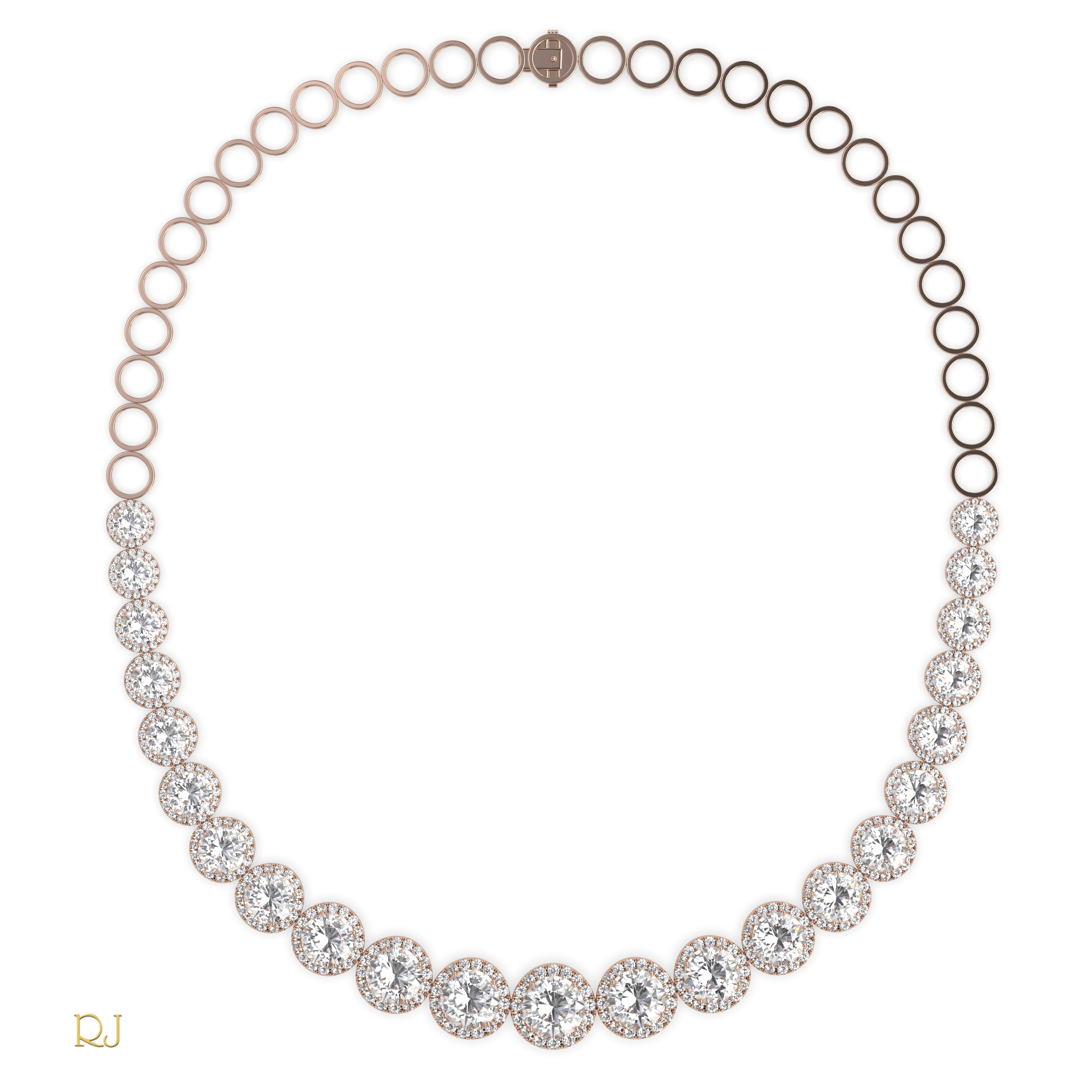 18k white gold  half eternity round diamond necklace – 8.21ct centre | 18k gold & platinum Photos & images