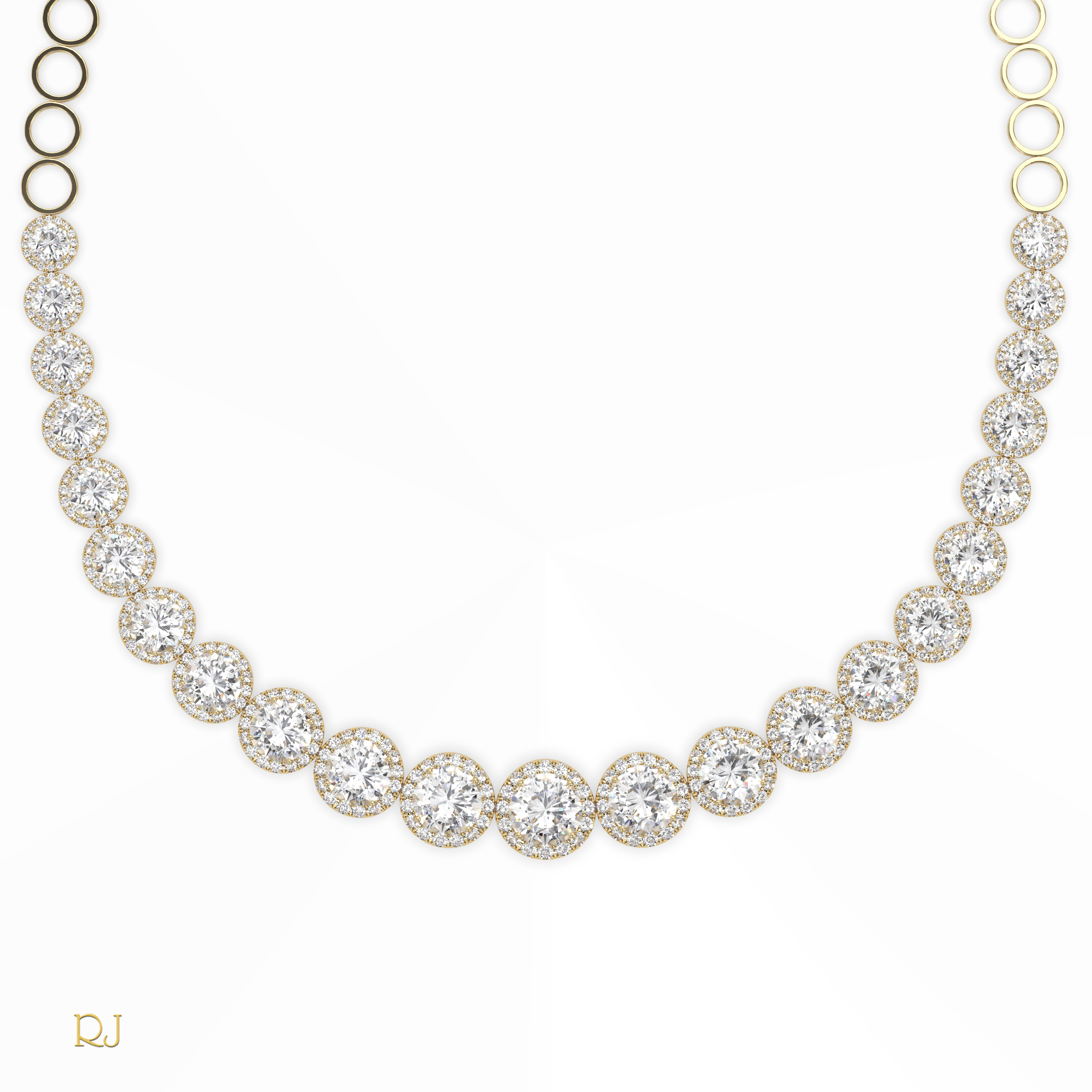 18k yellow gold  half eternity round diamond necklace – 8.21ct centre | 18k gold & platinum