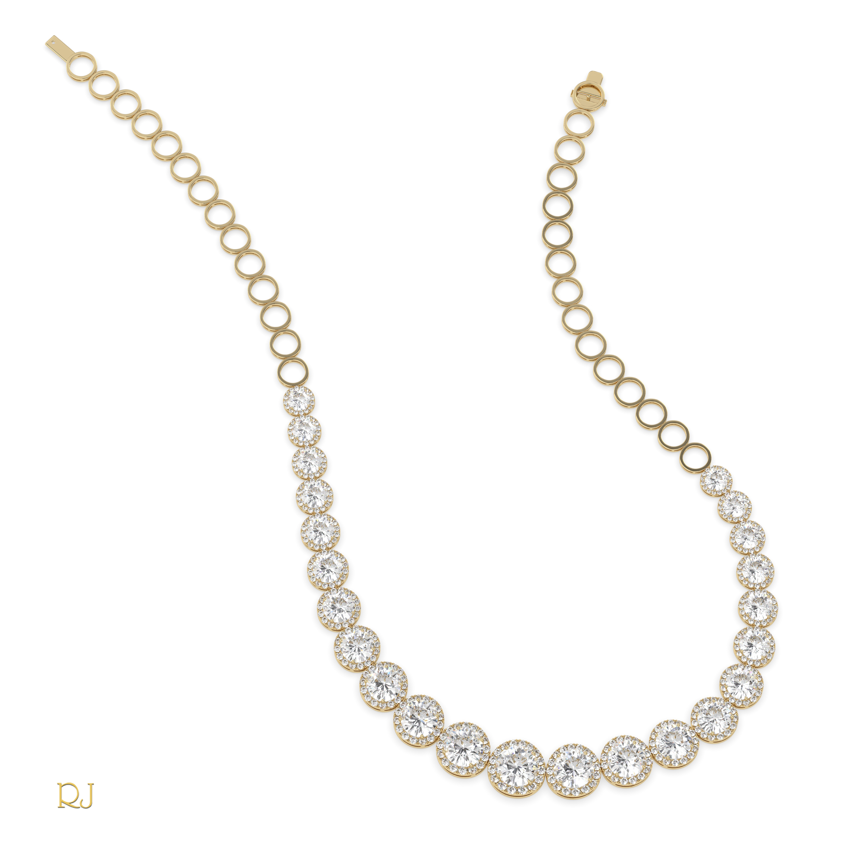 18k yellow gold  half eternity round diamond necklace – 8.21ct centre | 18k gold & platinum