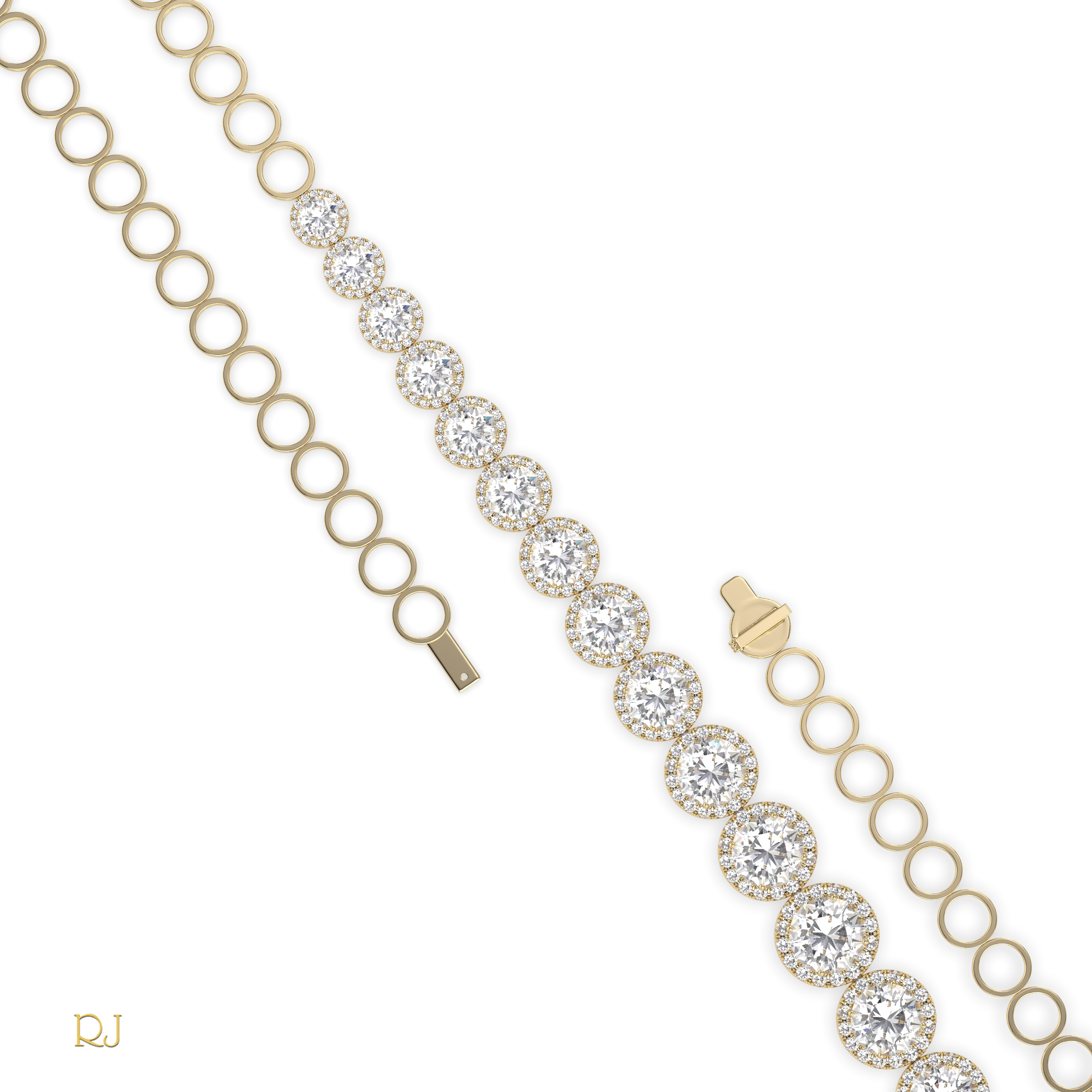 18k yellow gold  half eternity round diamond necklace – 8.21ct centre | 18k gold & platinum