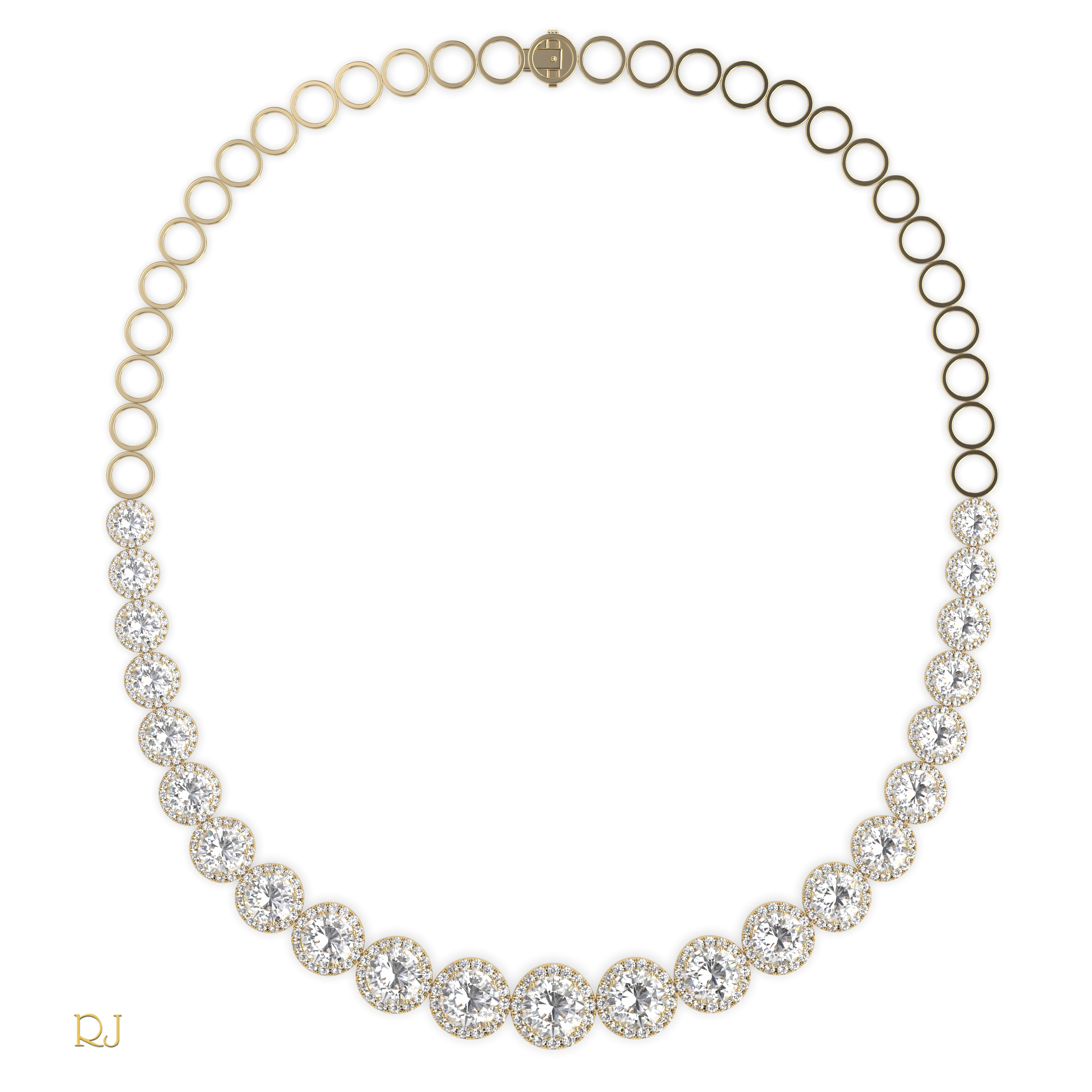 18k white gold  half eternity round diamond necklace – 8.21ct centre | 18k gold & platinum Photos & images
