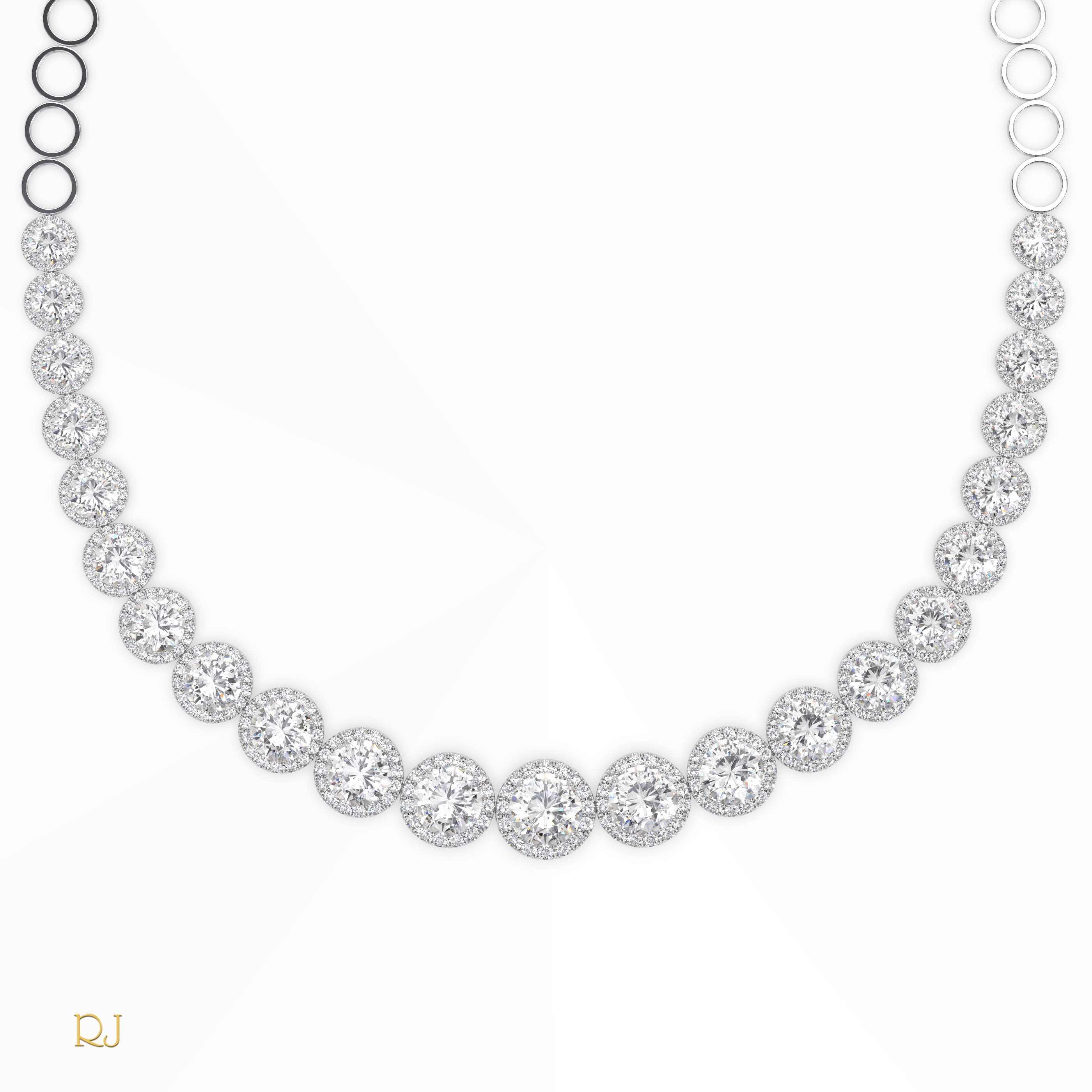 pt platinum  half eternity round diamond necklace – 8.21ct centre | 18k gold & platinum