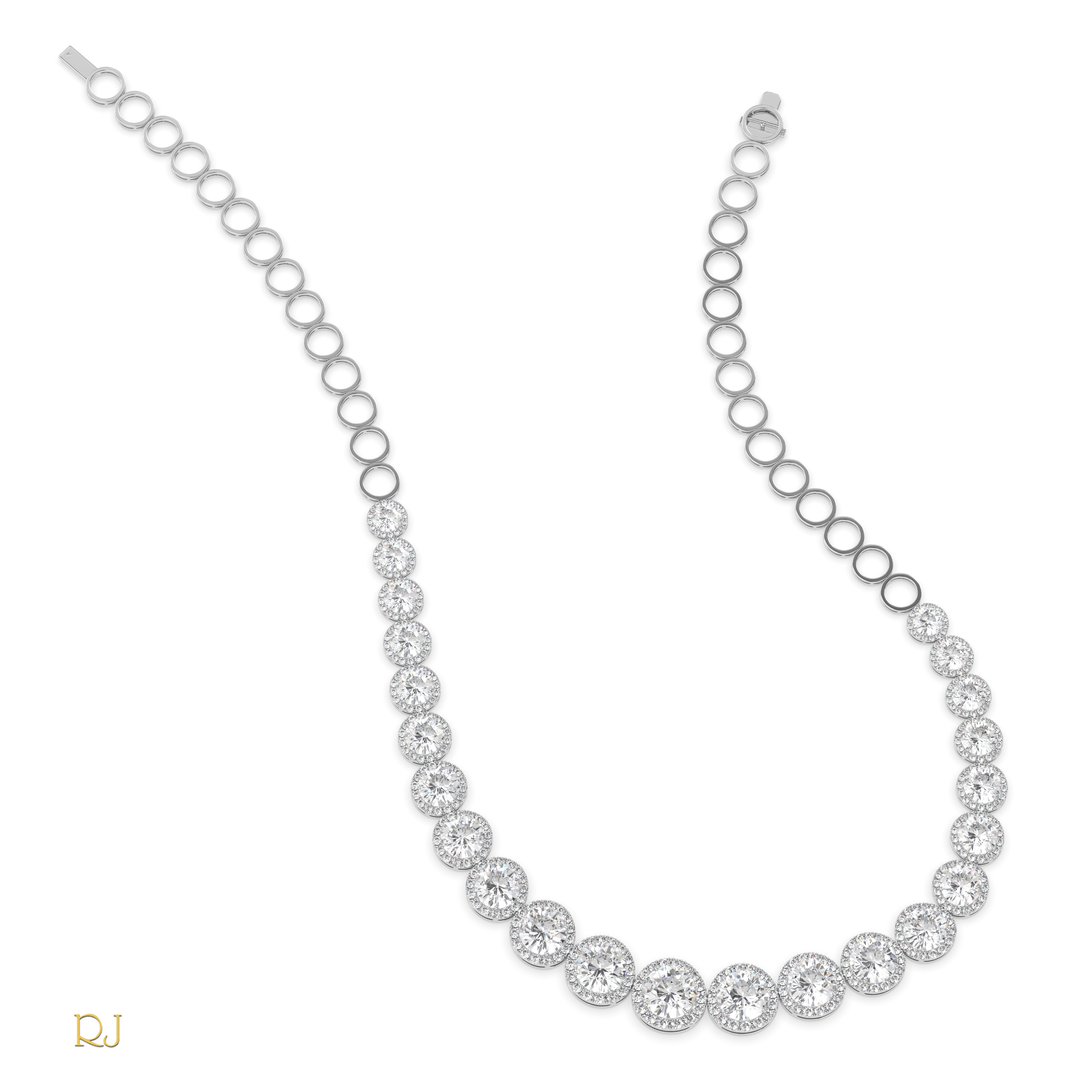 pt platinum  half eternity round diamond necklace – 8.21ct centre | 18k gold & platinum