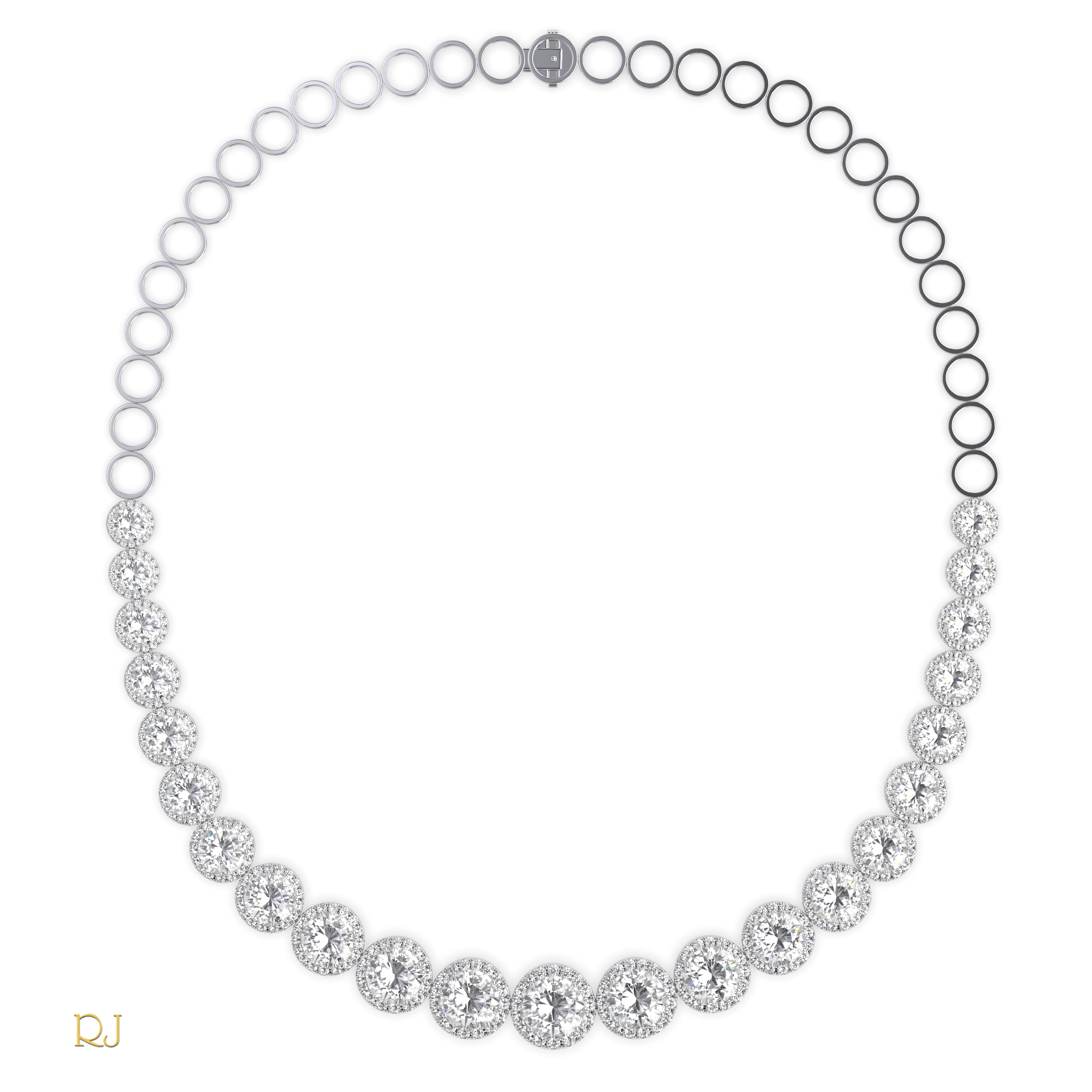18k white gold  half eternity round diamond necklace – 8.21ct centre | 18k gold & platinum Photos & images