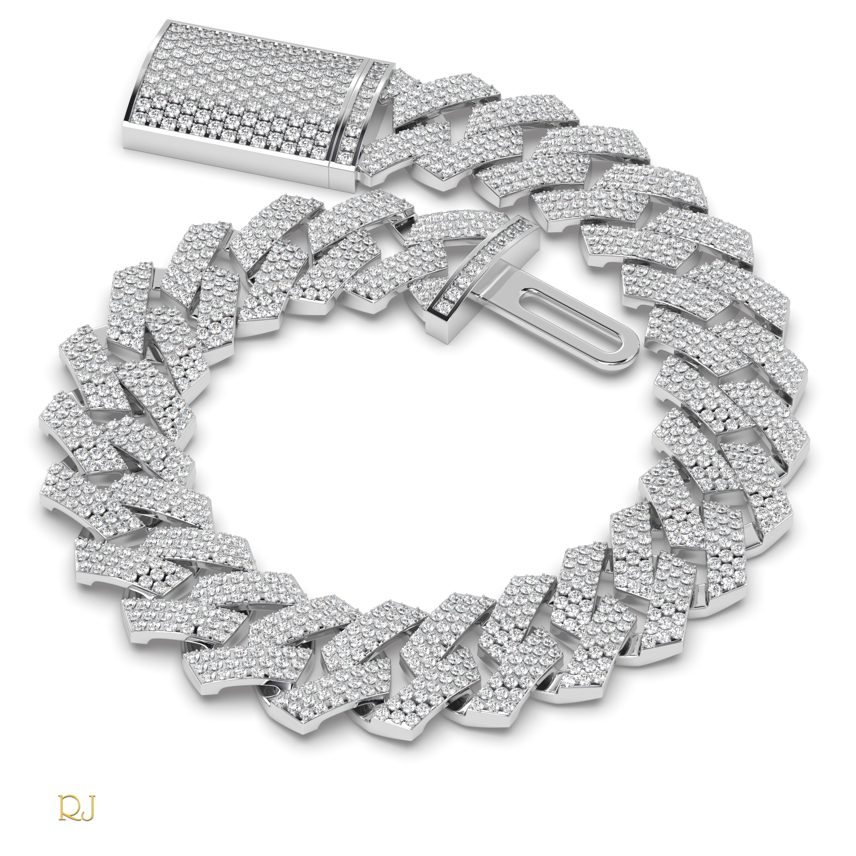 18k white gold  iced cuban link diamond bracelet – pavé set statement | 18k gold & platinum