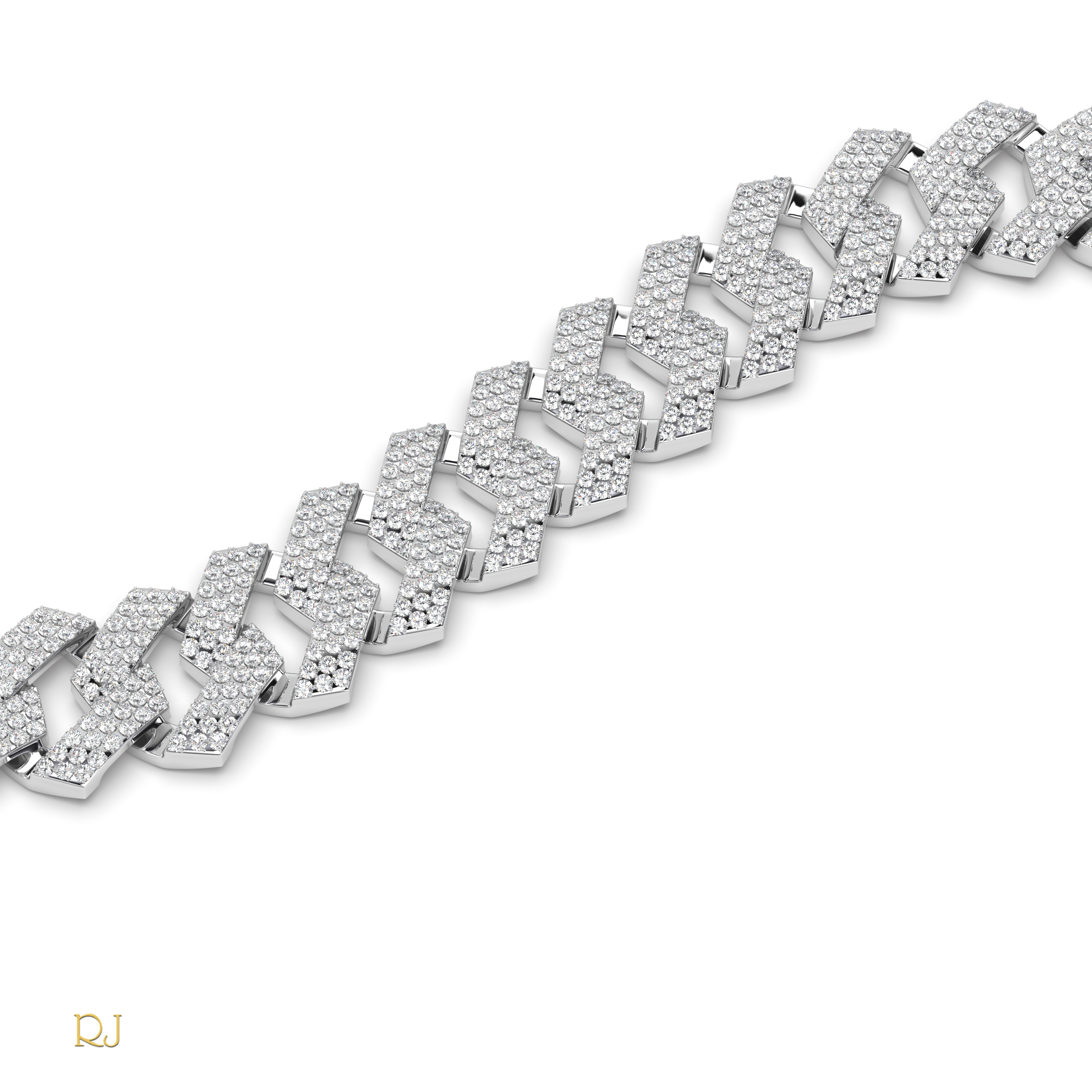 18k white gold  iced cuban link diamond bracelet – pavé set statement | 18k gold & platinum