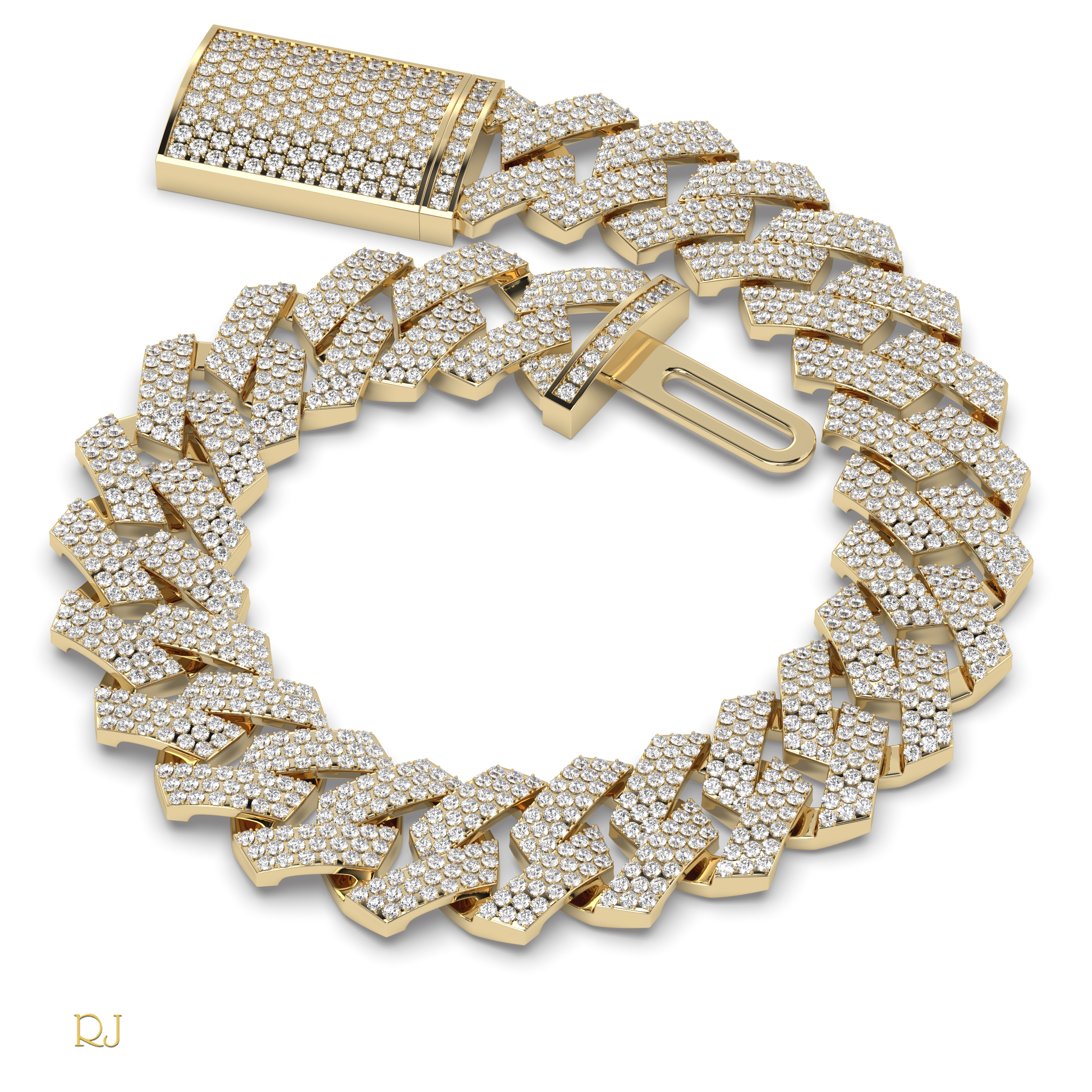 18k yellow gold  iced cuban link diamond bracelet – pavé set statement | 18k gold & platinum