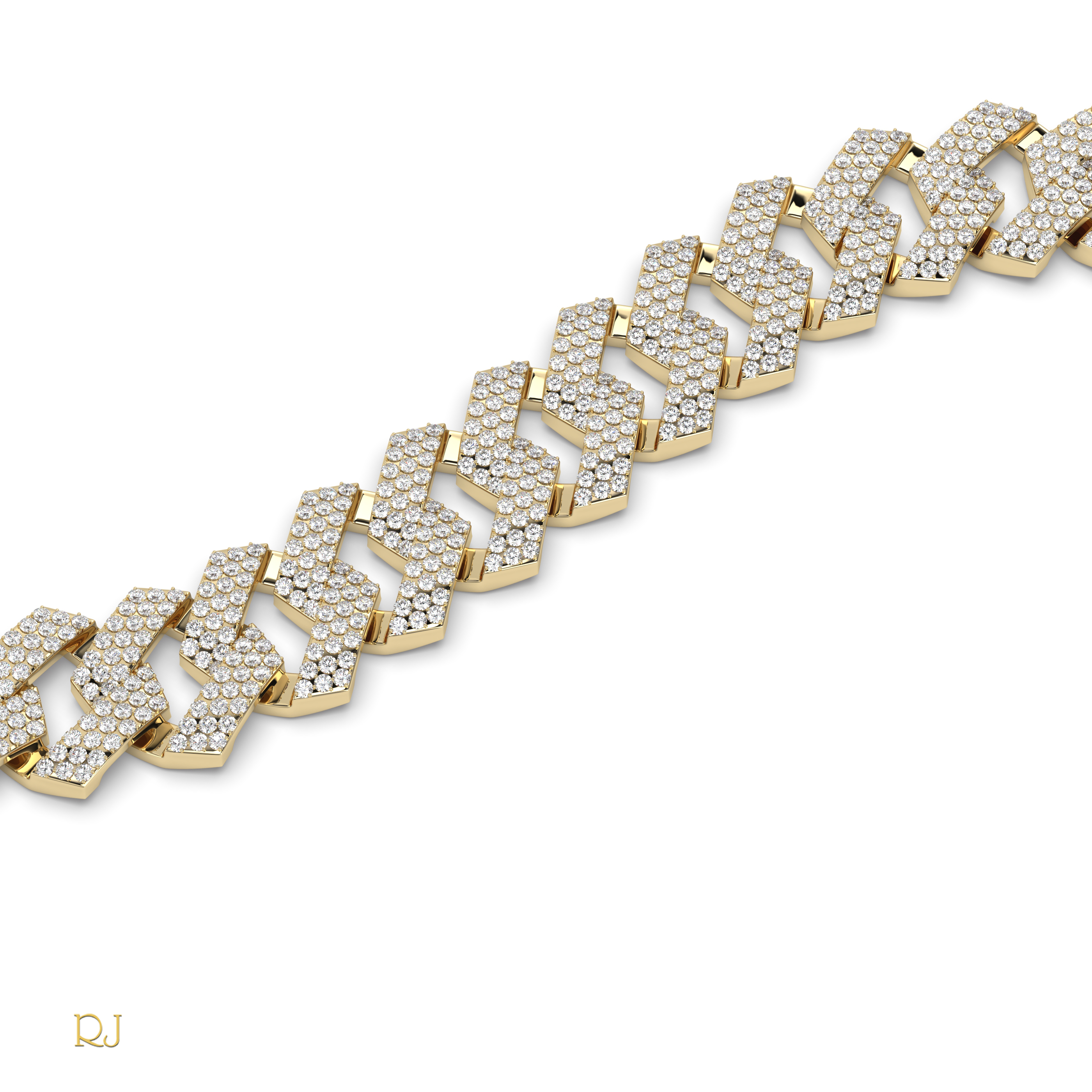 18k yellow gold  iced cuban link diamond bracelet – pavé set statement | 18k gold & platinum