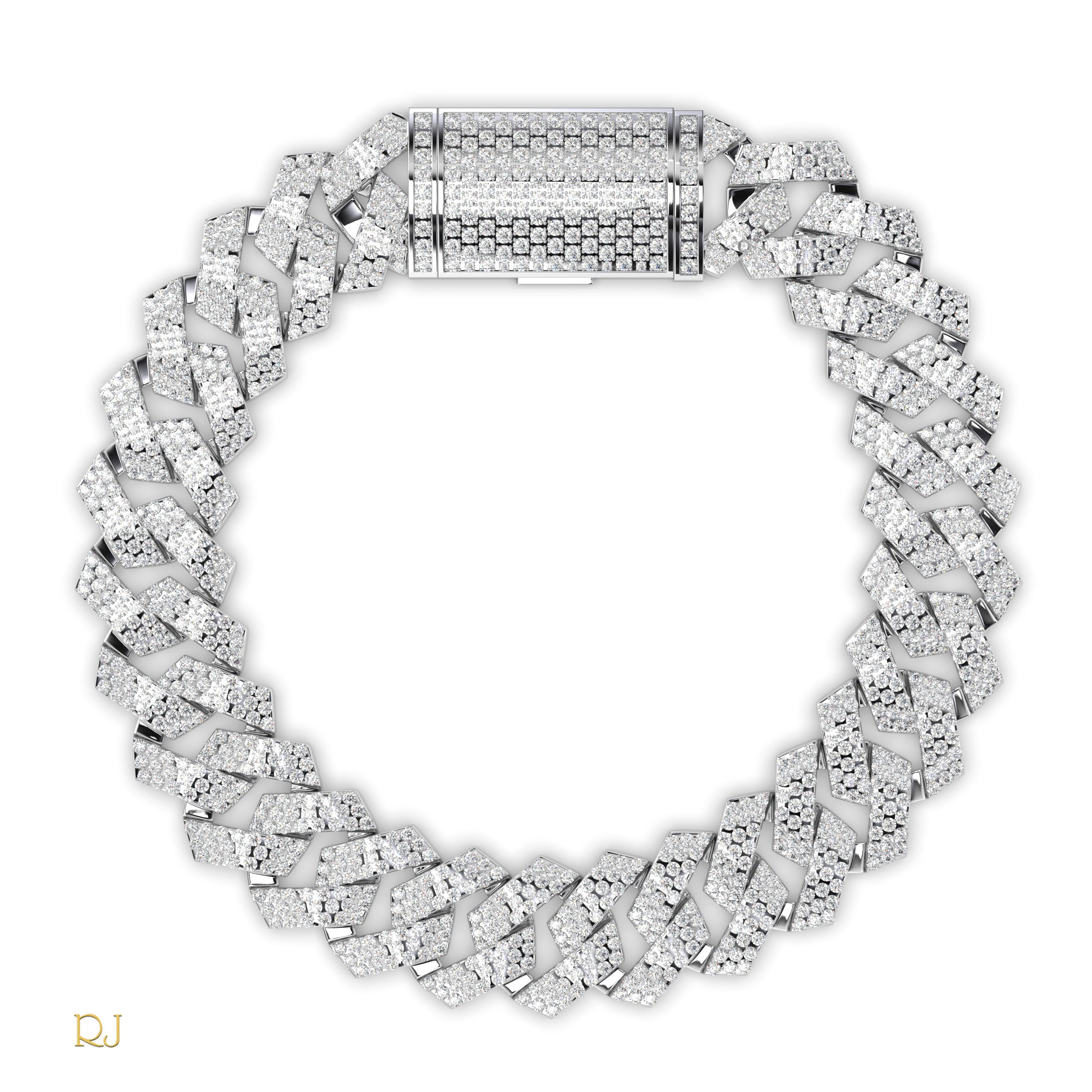 18k white gold  iced cuban link diamond bracelet – pavé set statement | 18k gold & platinum Photos & images