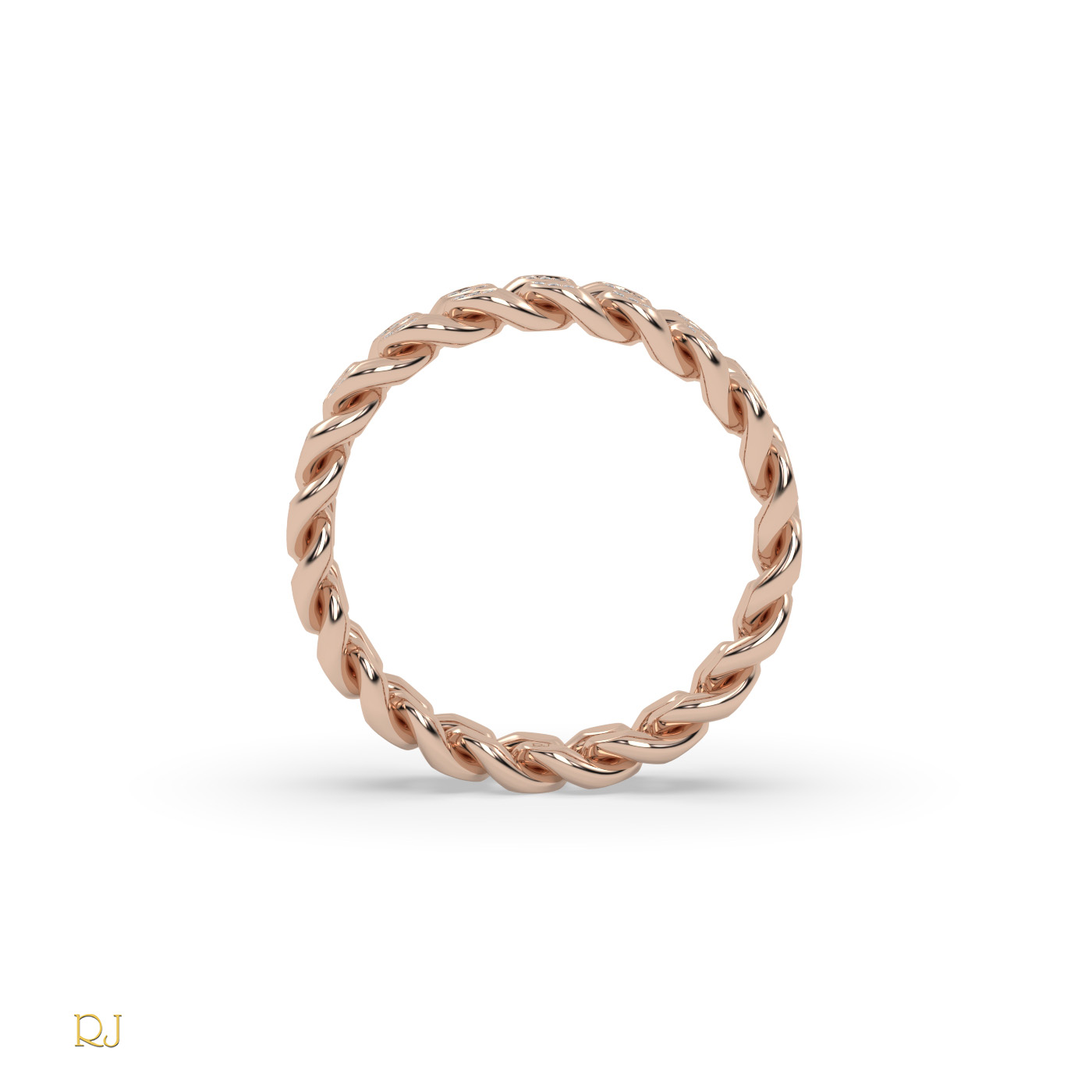18k rose gold  cuban diamond ring – 18k gold or platinum band with 120 round diamonds (0.24ct total)