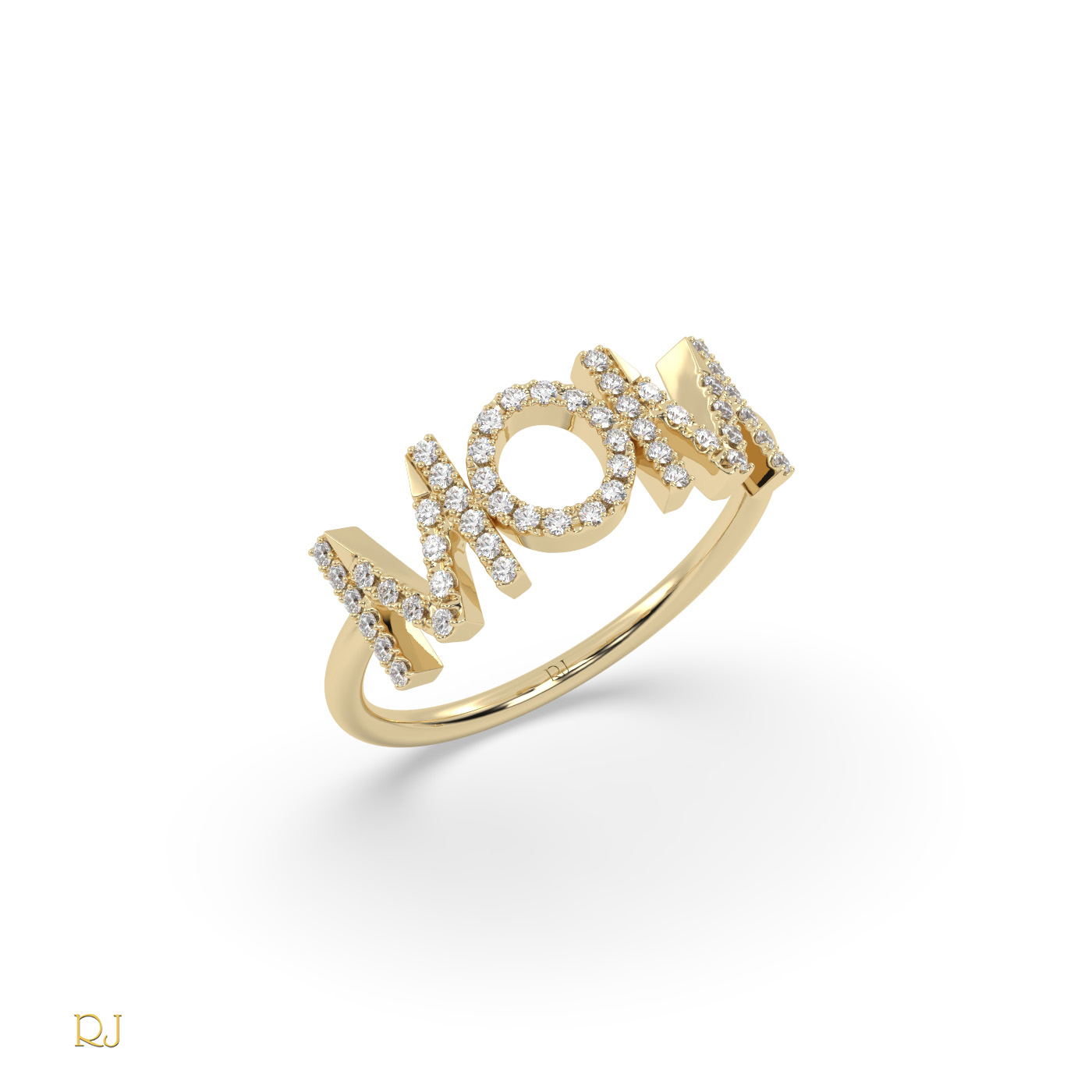 18k yellow gold  diamond mom ring in 18k gold or platinum – 0.16 tcw
