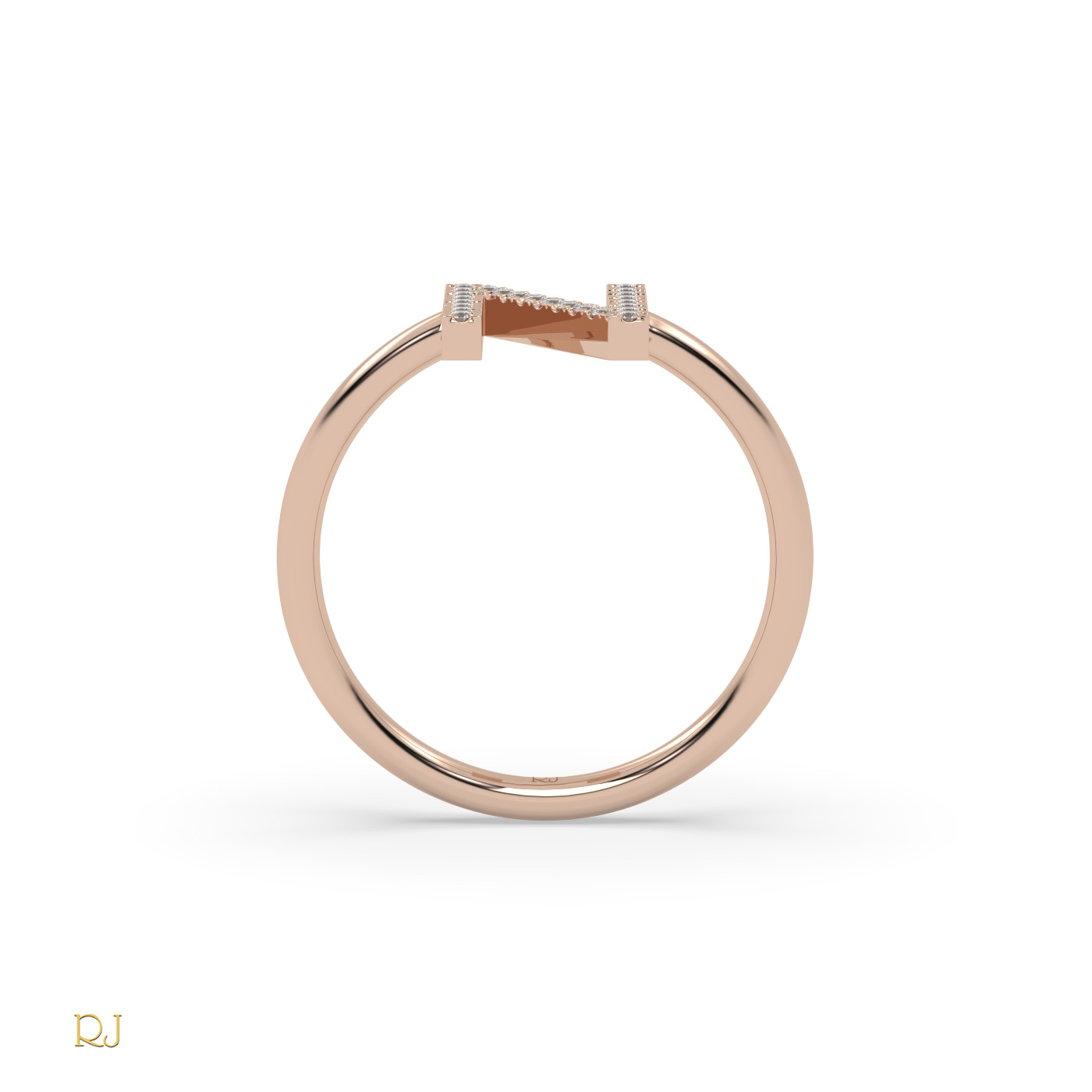 18k rose gold  diamond n initial ring in 18k gold or platinum – 0.09 tcw