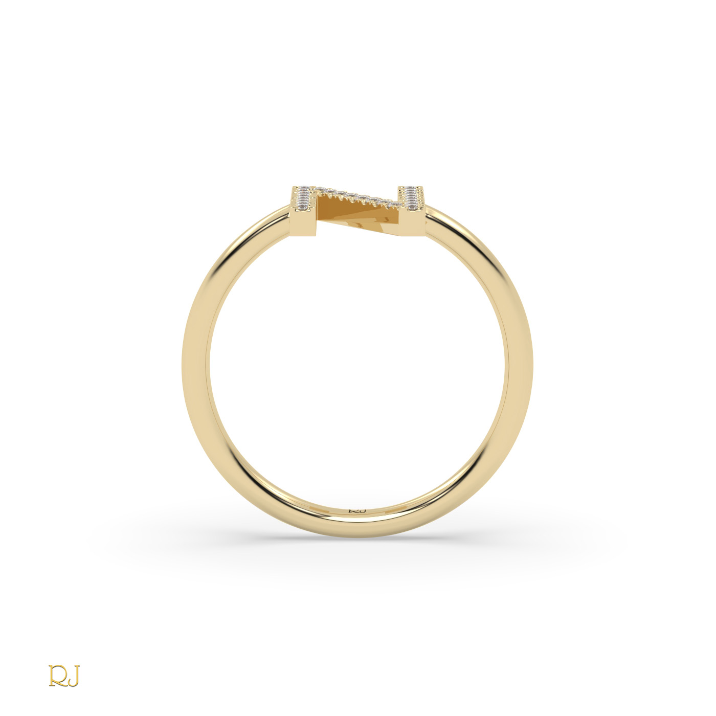 18k yellow gold  diamond n initial ring in 18k gold or platinum – 0.09 tcw