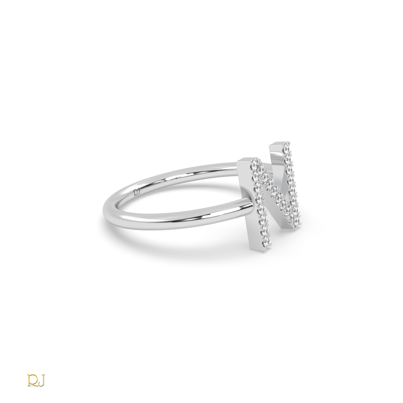 pt platinum  diamond n initial ring in 18k gold or platinum – 0.09 tcw