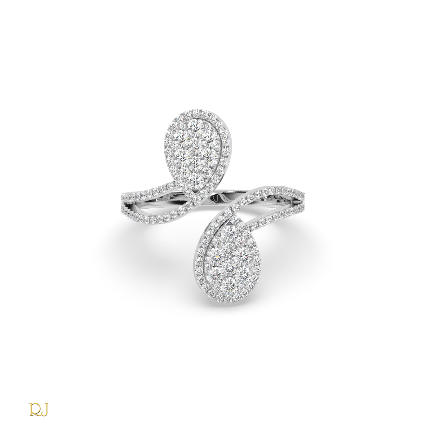 pt platinum  elegant pear diamond open wrap ring in 18k gold & platinum | raymonds jewellery Photos & images