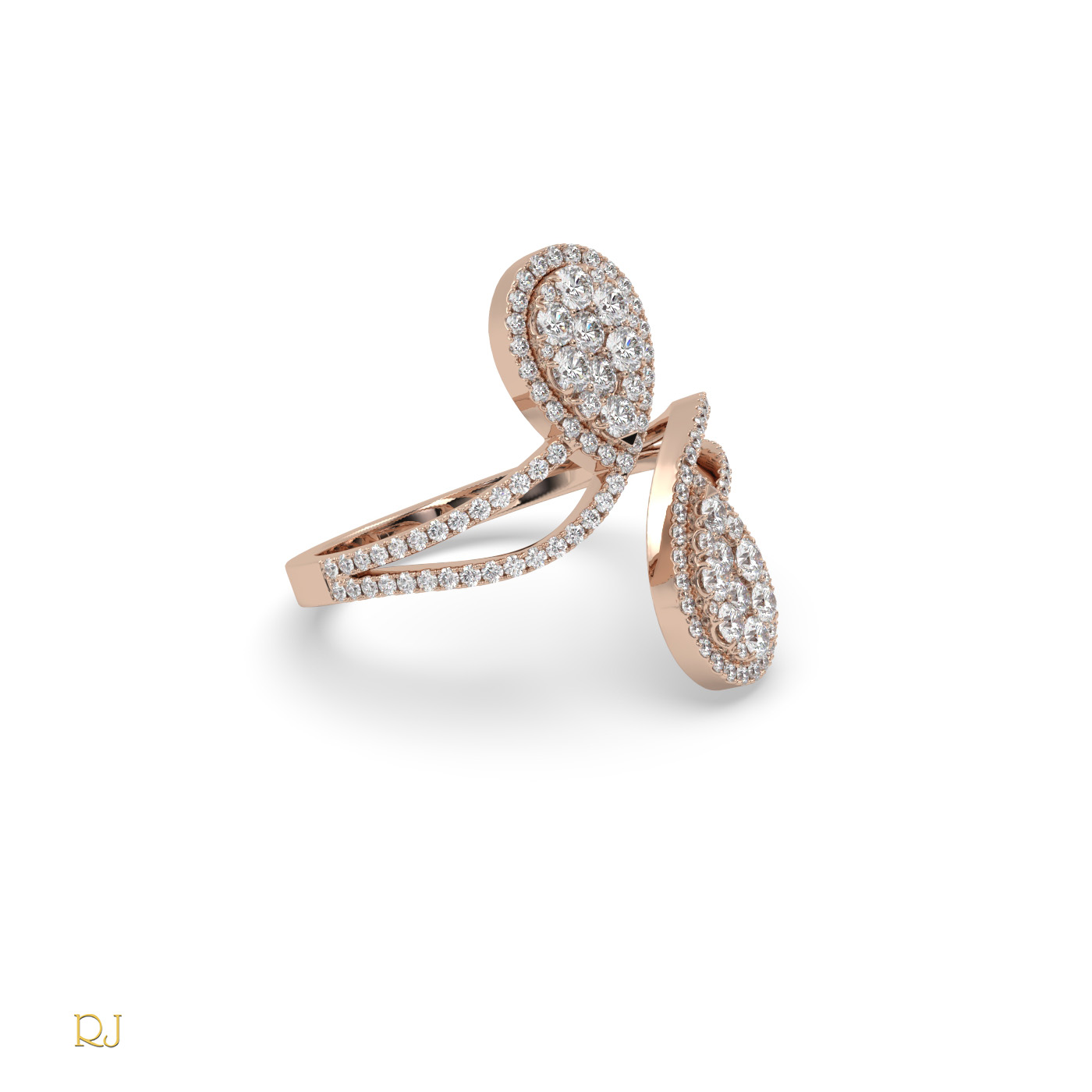 18k rose gold  elegant pear diamond open wrap ring in 18k gold & platinum | raymonds jewellery