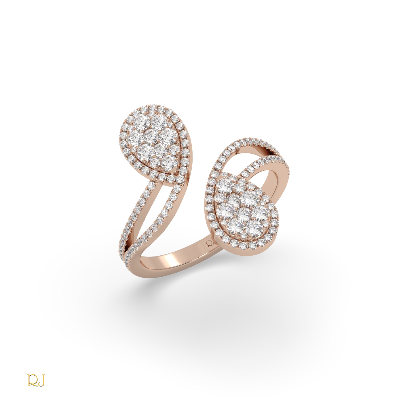 18k rose gold  elegant pear diamond open wrap ring in 18k gold & platinum | raymonds jewellery