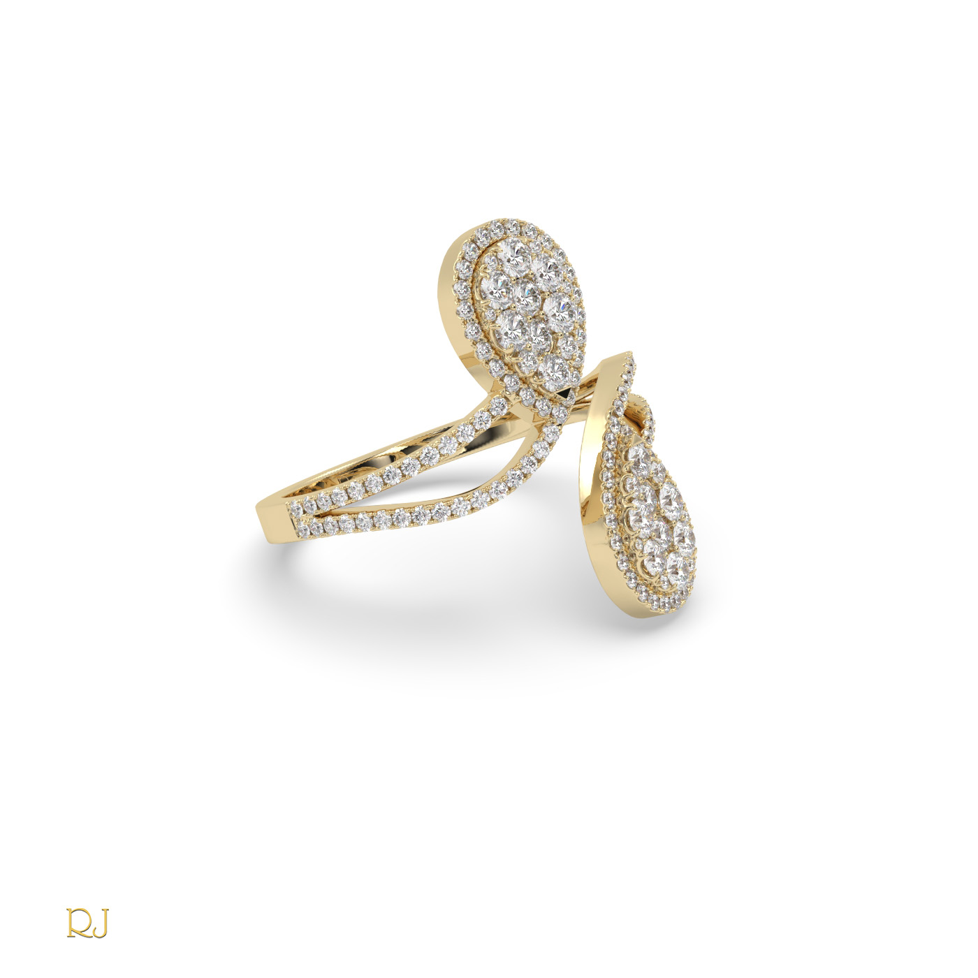 18k yellow gold  elegant pear diamond open wrap ring in 18k gold & platinum | raymonds jewellery