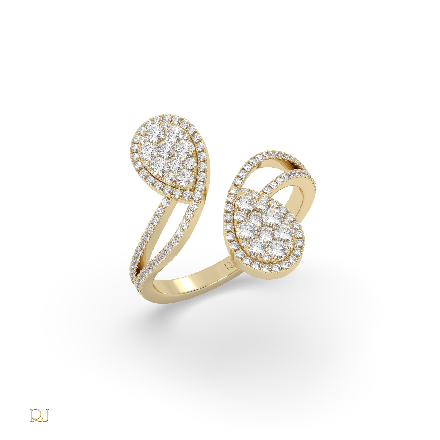18k yellow gold  elegant pear diamond open wrap ring in 18k gold & platinum | raymonds jewellery