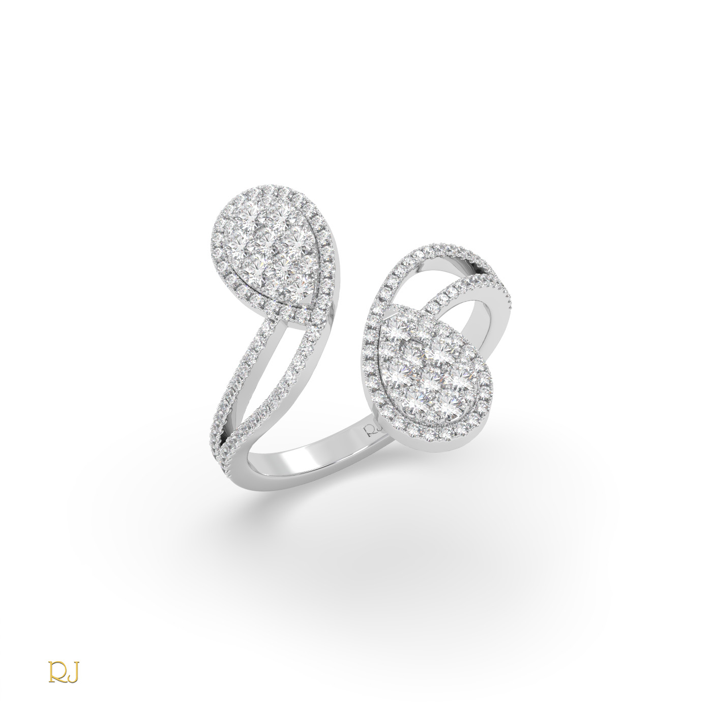 pt platinum  elegant pear diamond open wrap ring in 18k gold & platinum | raymonds jewellery
