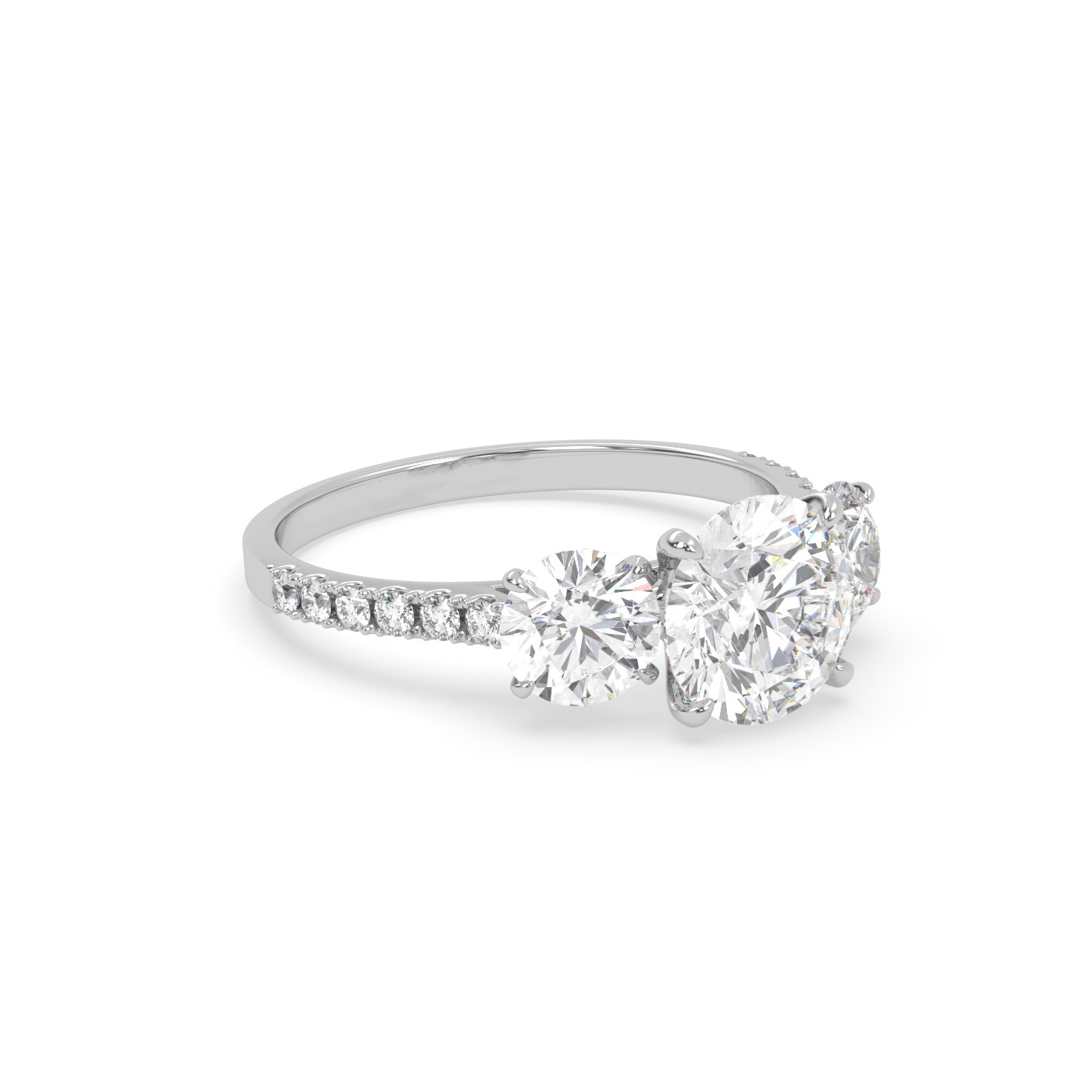 18K White Gold Timeless Side Stone Engagement Ring