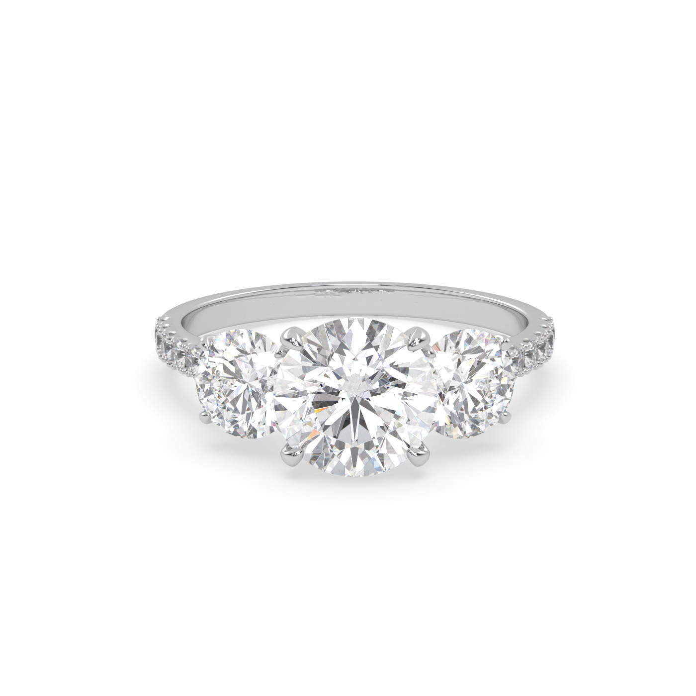 18K White Gold Timeless Side Stone Engagement Ring
