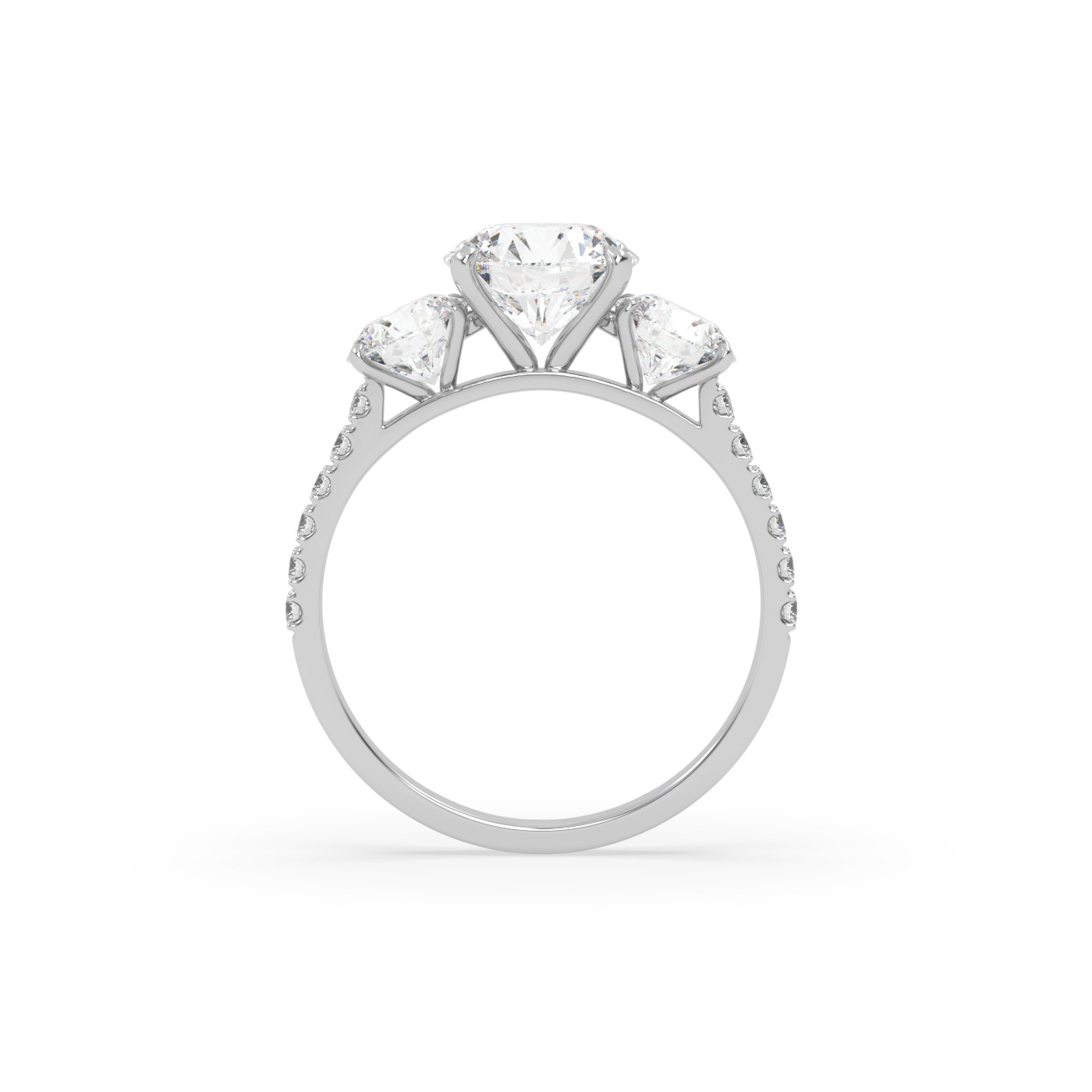 18K White Gold Timeless Side Stone Engagement Ring